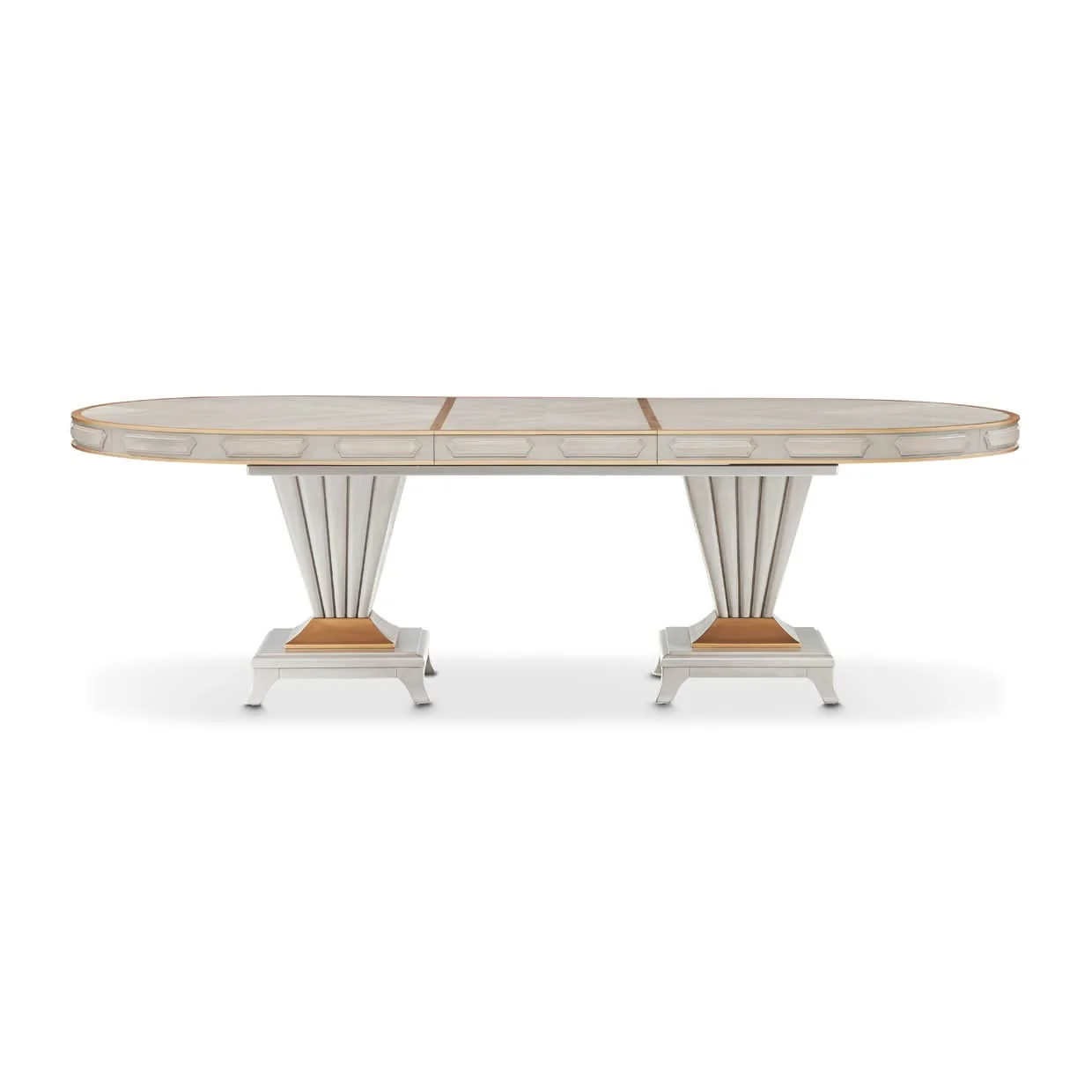 St. Charles - Double Pedestal Dining Table - Dove Gray - Image 4