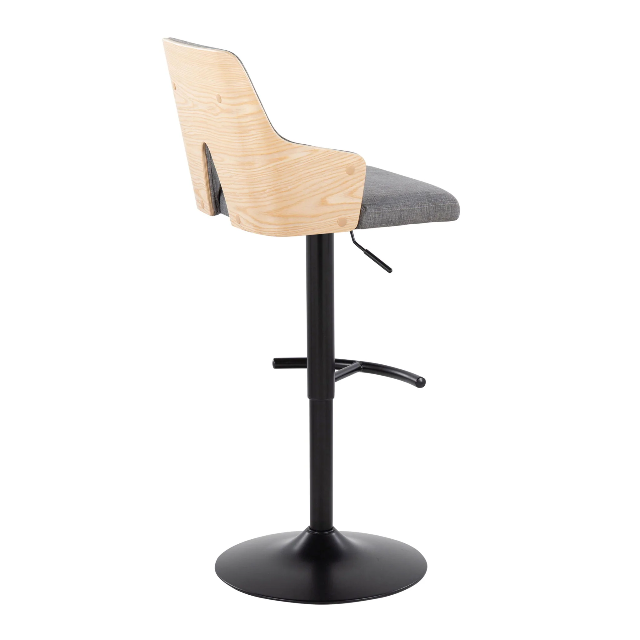 Stella - Contemporary Adjustable Barstool Stool With Swivel And Rounded T Footrest (Set of 2) - Image 3