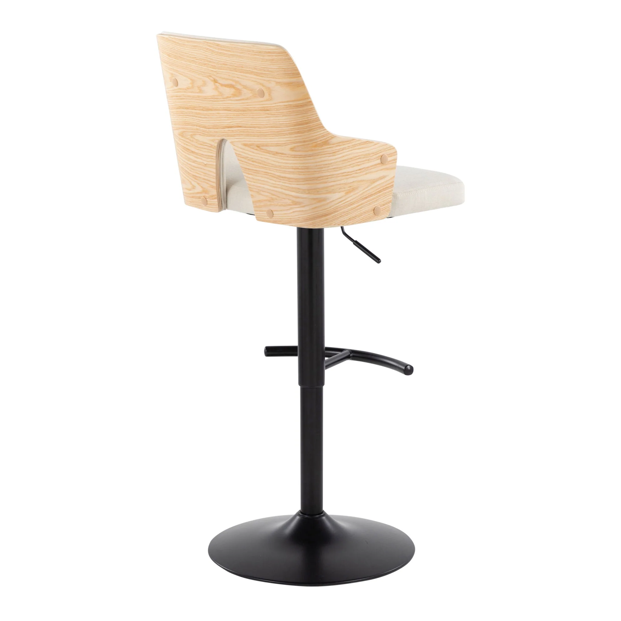 Stella - Contemporary Adjustable Barstool Stool With Swivel And Rounded T Footrest (Set of 2) - Image 4