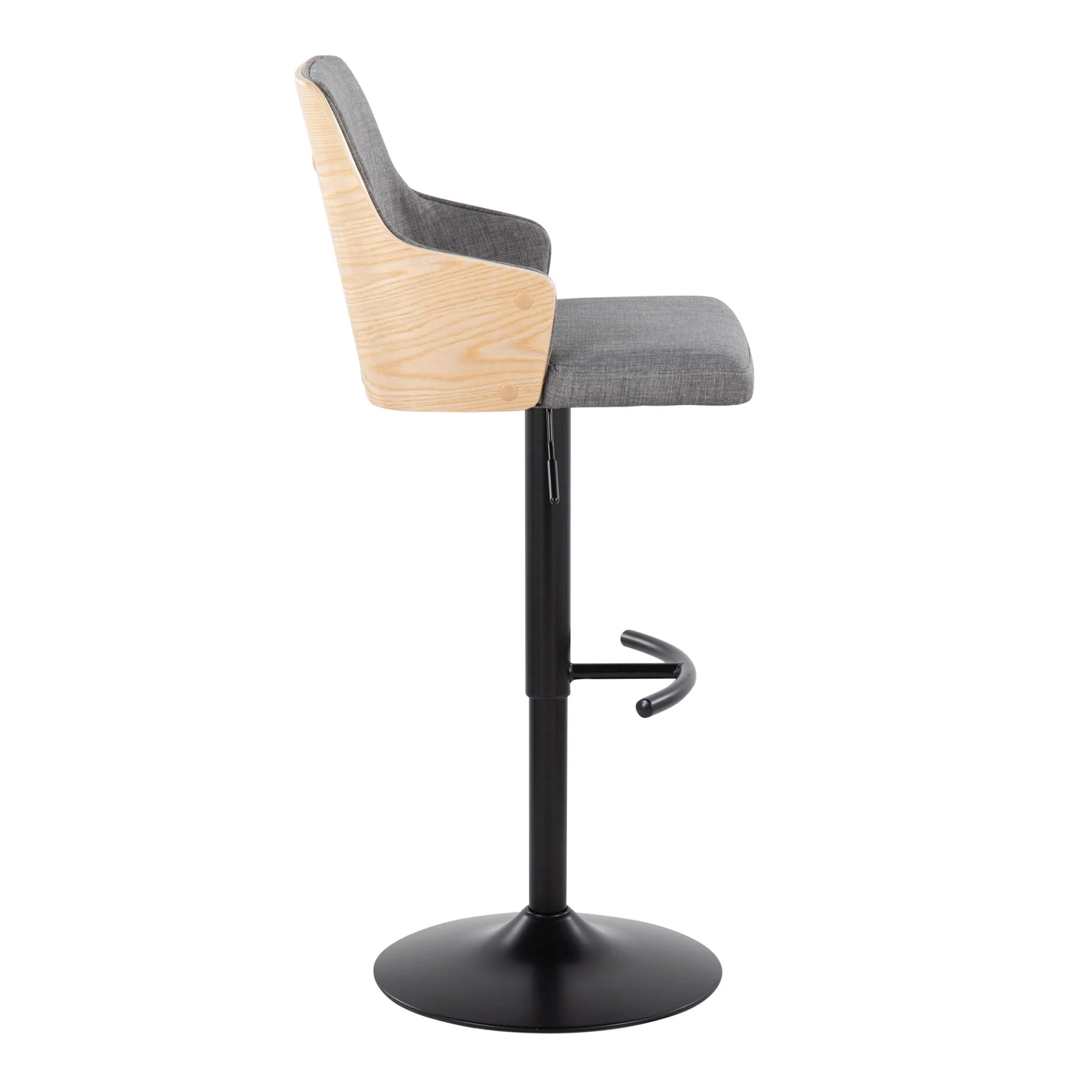 Stella - Contemporary Adjustable Barstool Stool With Swivel And Rounded T Footrest (Set of 2) - Image 6