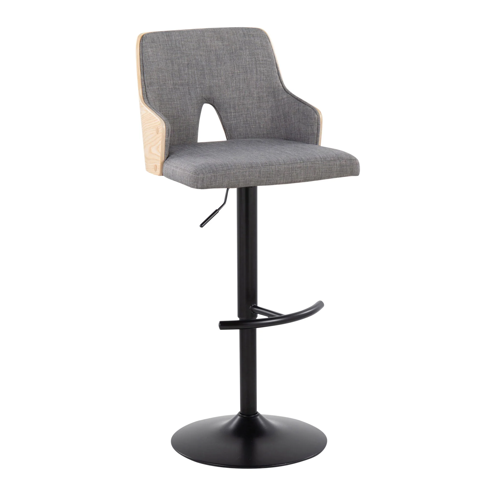 Stella - Contemporary Adjustable Barstool Stool With Swivel And Rounded T Footrest (Set of 2) - Image 7