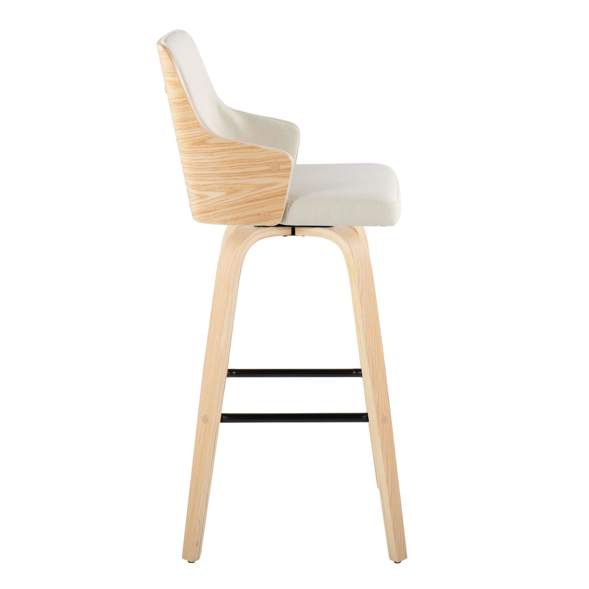 Stella - Contemporary Fixed Height Barstool With Swivel Square Footrest (Set of 2) - Image 4