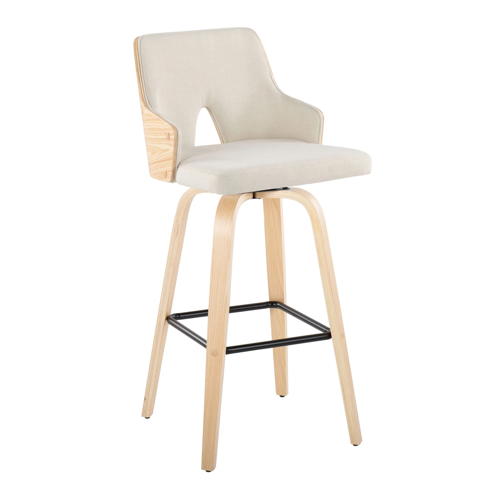 Stella - Contemporary Fixed Height Barstool With Swivel Square Footrest (Set of 2) - Image 6