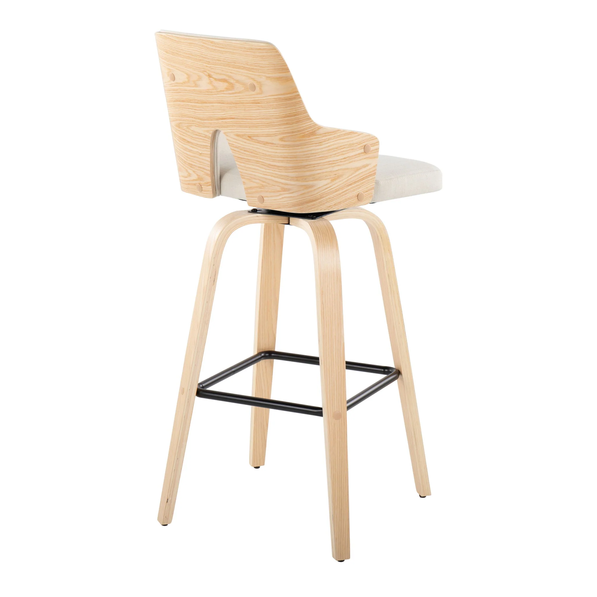 Stella - Contemporary Fixed Height Barstool With Swivel Square Footrest (Set of 2) - Image 7
