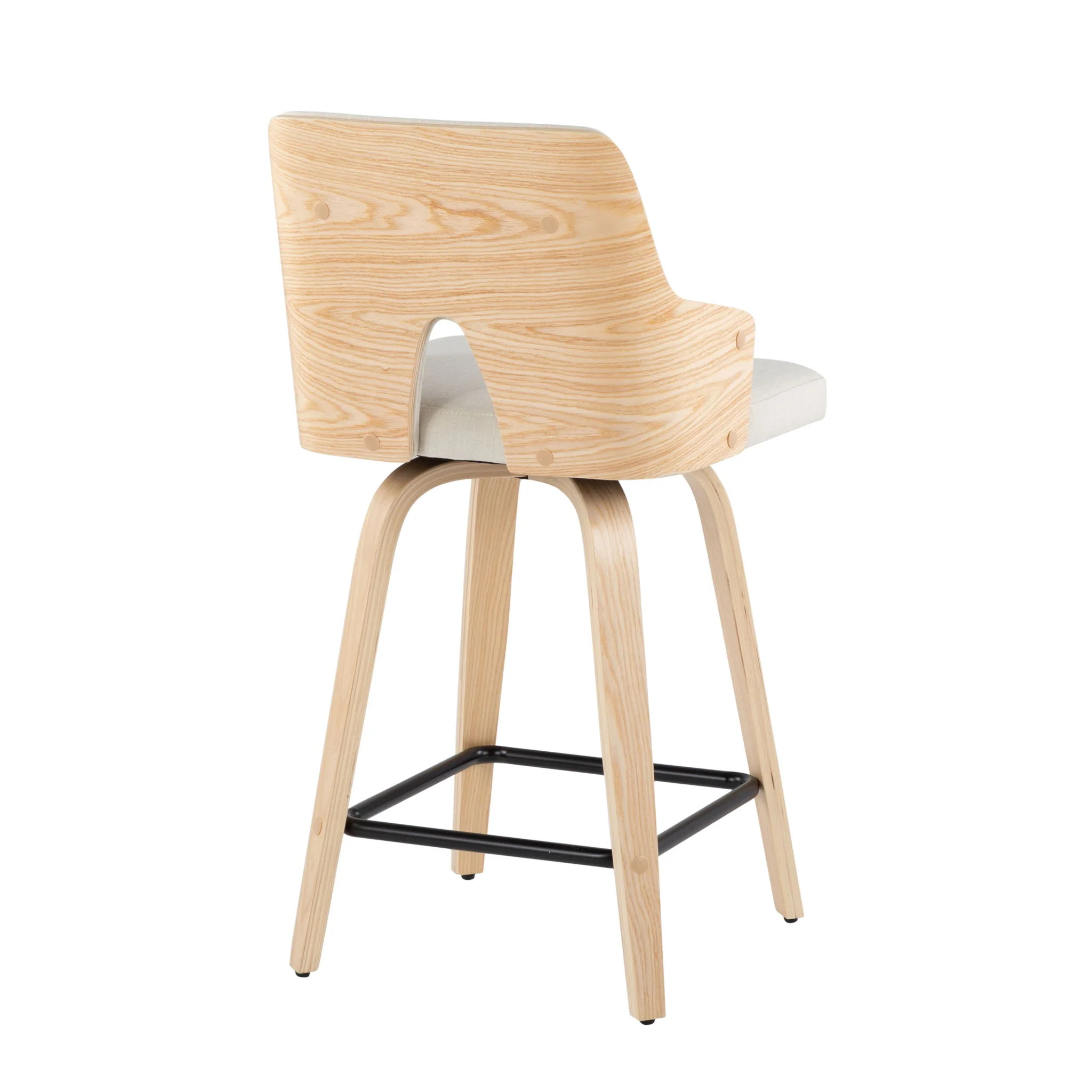 Stella - Contemporary Fixed Height Counter Stool With Swivel Square Footrest (Set of 2) - Image 4