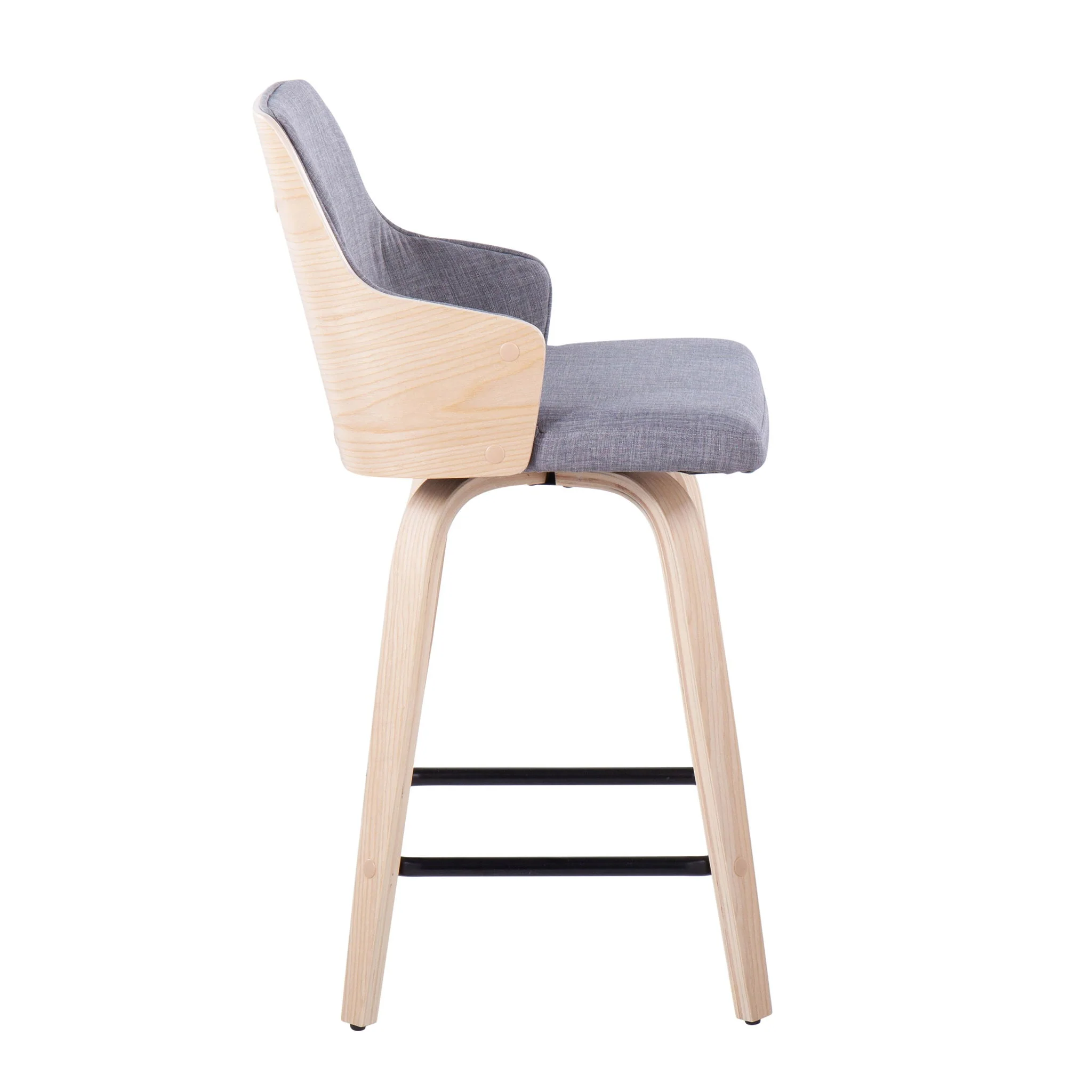 Stella - Contemporary Fixed Height Counter Stool With Swivel Square Footrest (Set of 2) - Image 5