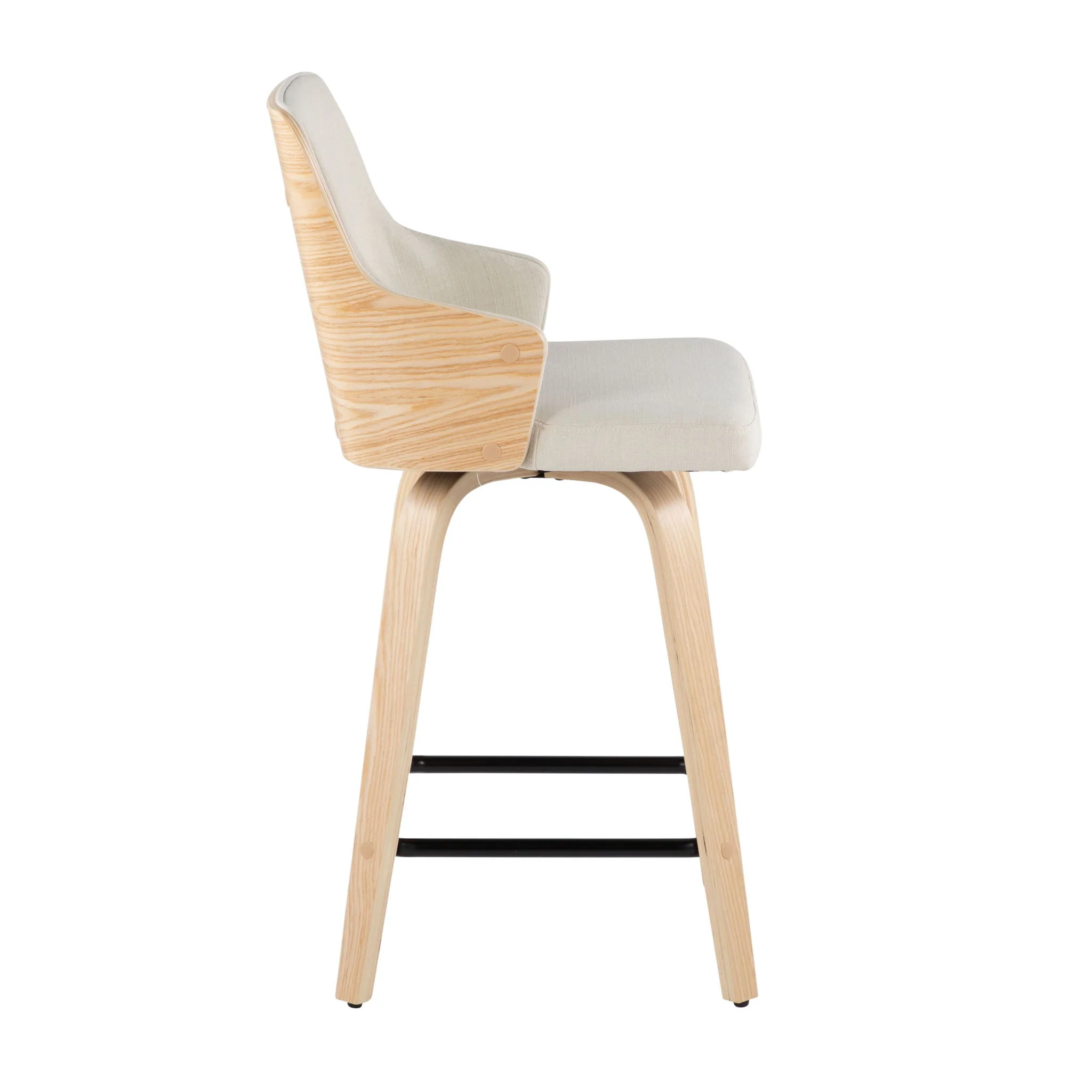 Stella - Contemporary Fixed Height Counter Stool With Swivel Square Footrest (Set of 2) - Image 7