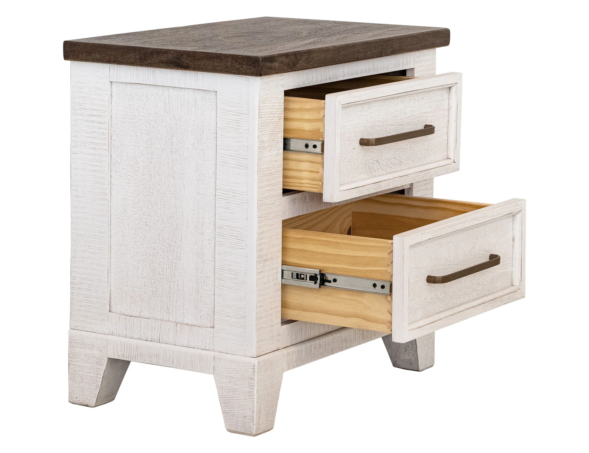 Stoa - 2 Drawer Nightstand - White / Brown - Image 4