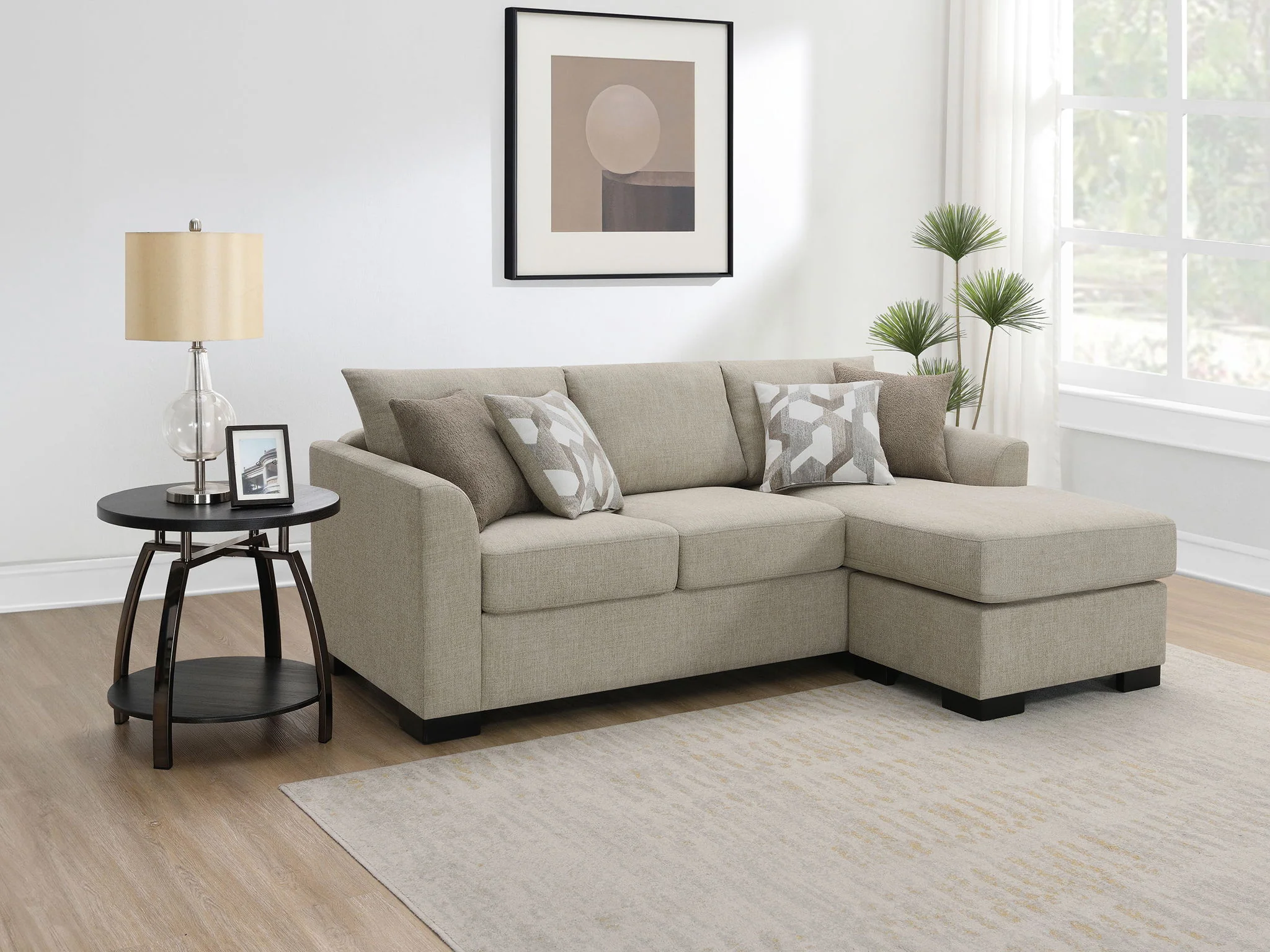 Storey Upholstered Sleeper Sectional Chaise Sofa Camel - Image 4