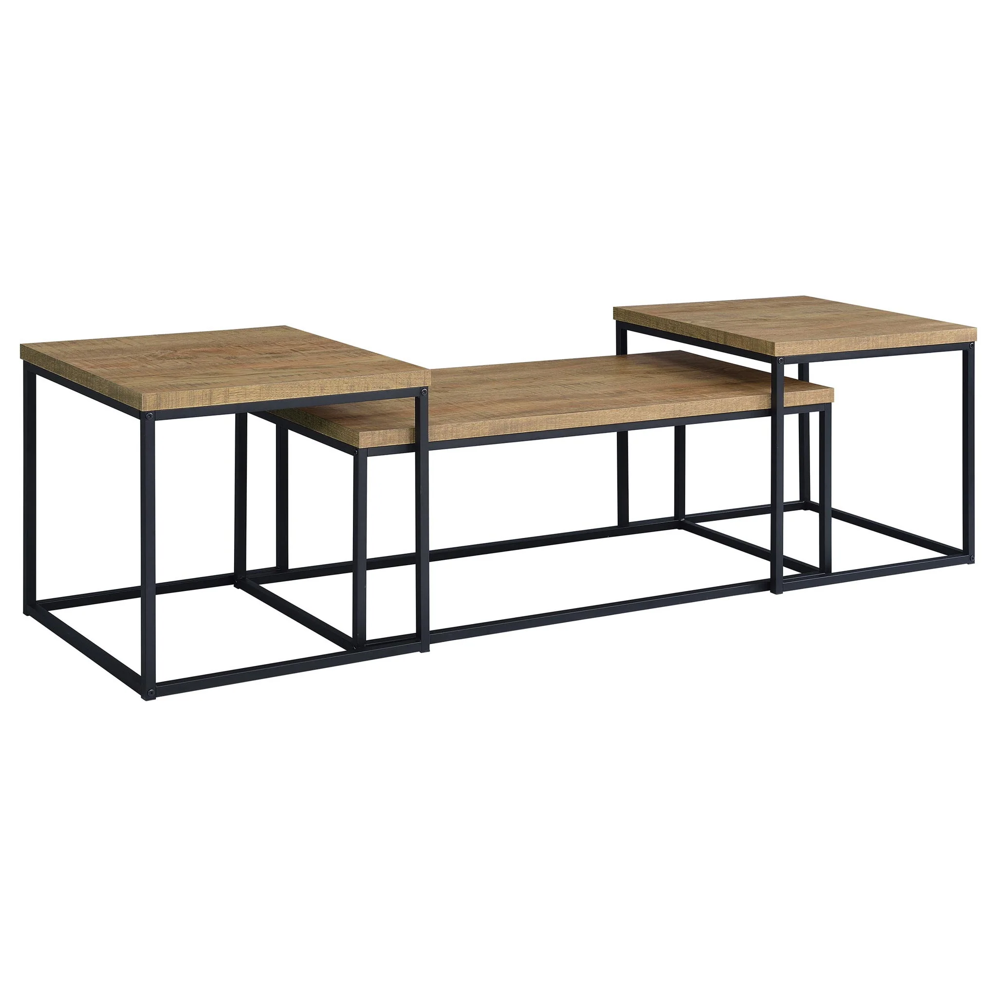 Straden 3-piece Engineered Wood Coffee Table Set Mango and Black - Image 2