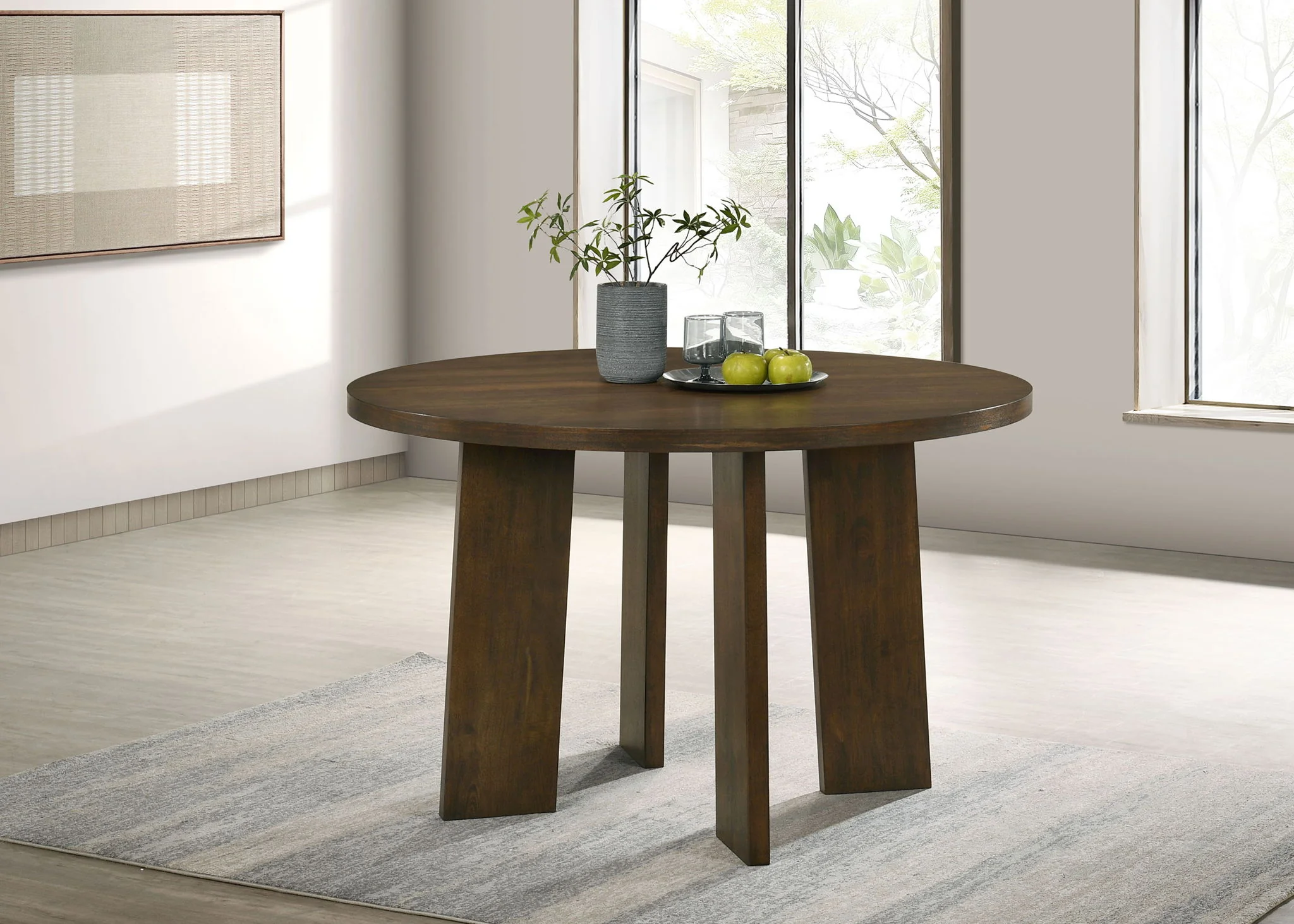 Strouse 47-inch Round Wood Dining Room Table Walnut - Image 4