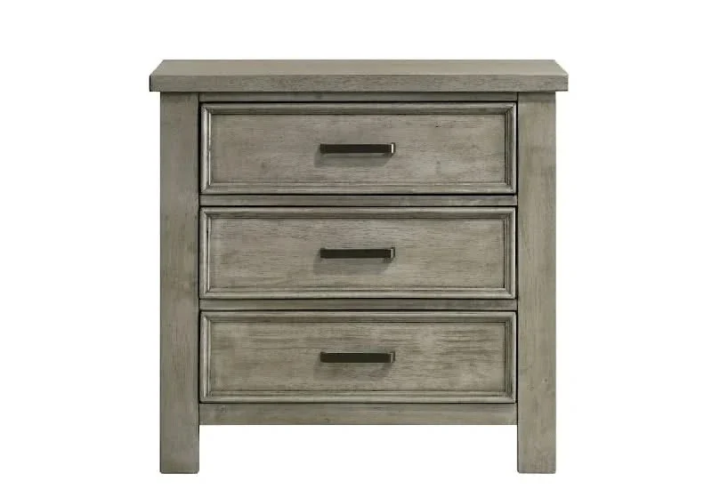 Sullivan Grey 3 Drawer Nightstand with Contemporary Storage