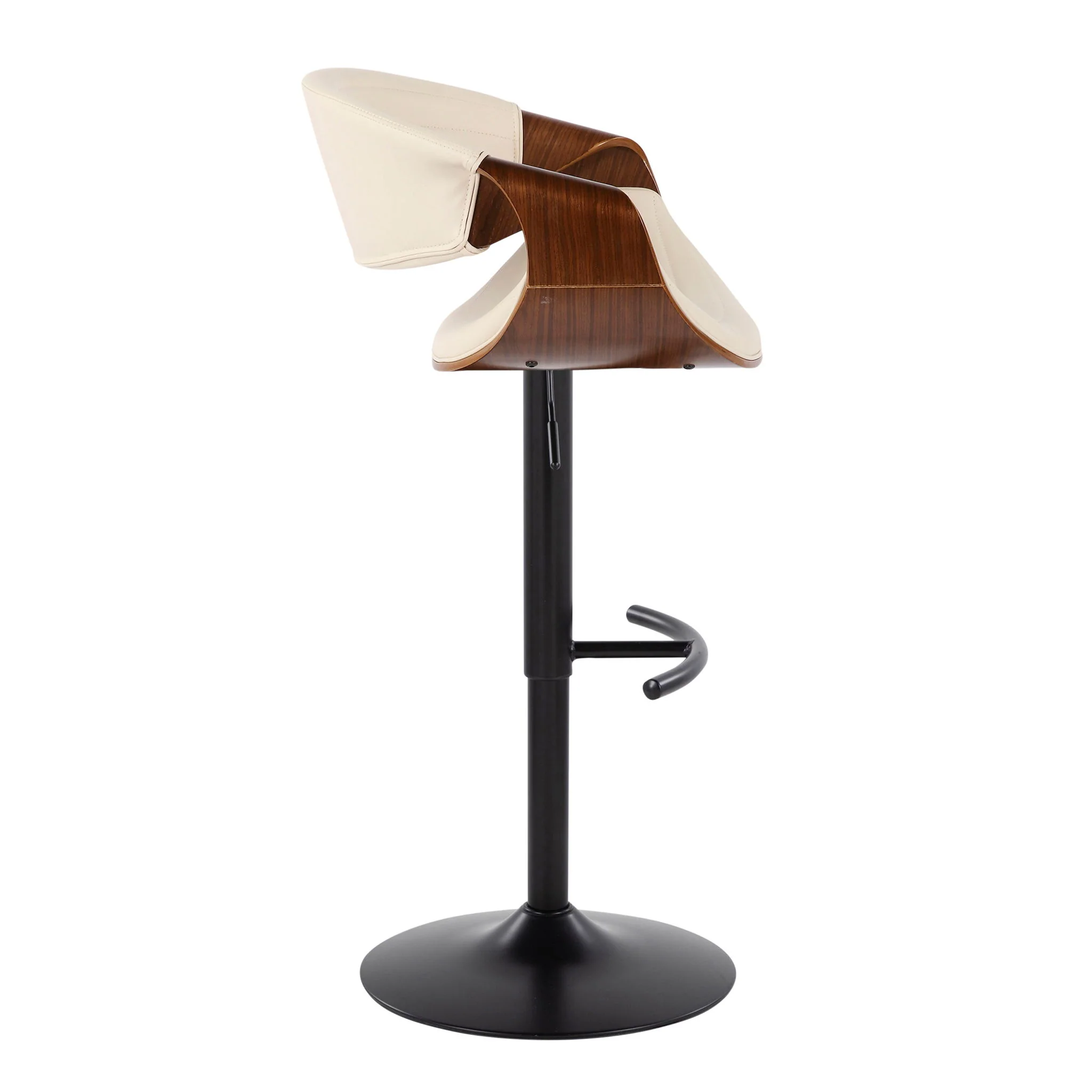 Symphony - Mid Century Modern Adjustable Barstool With Swivel With Rounded T Footrest (Set of 2) - Image 3