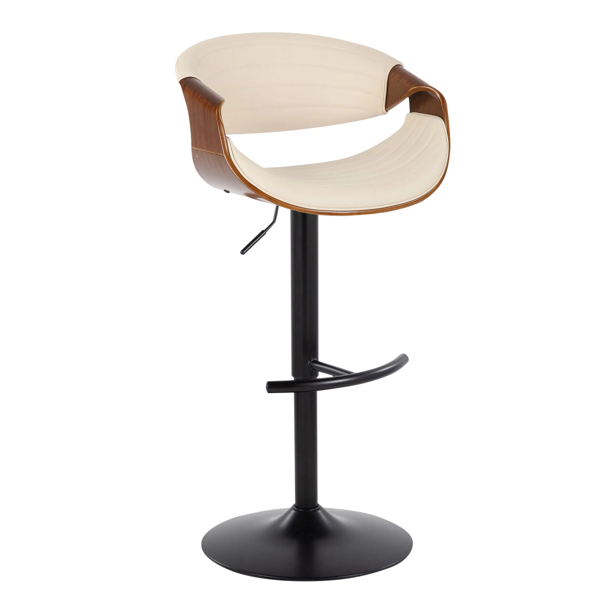 Symphony - Mid Century Modern Adjustable Barstool With Swivel With Rounded T Footrest (Set of 2) - Image 7