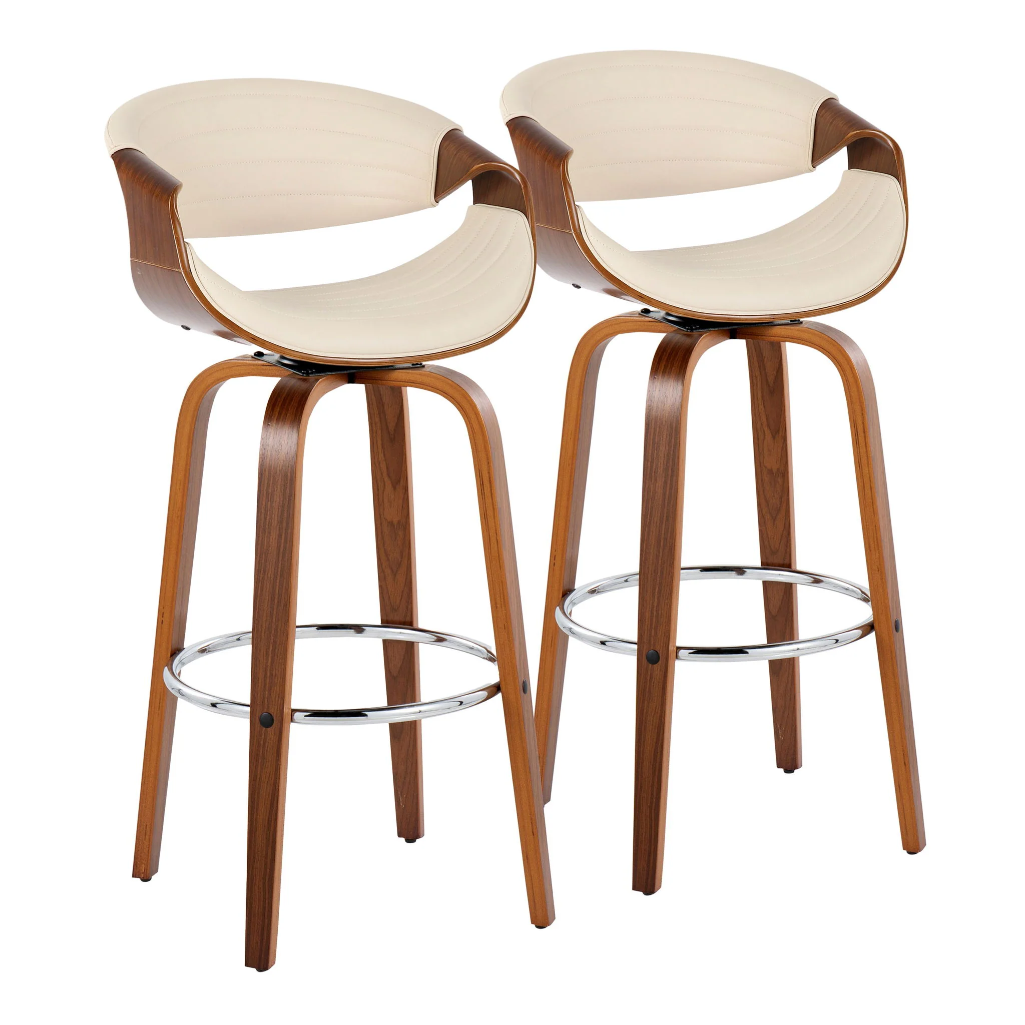 Symphony - Mid Century Modern Fixed Height Barstool With Swivel With Round Footrest (Set of 2) - Image 2