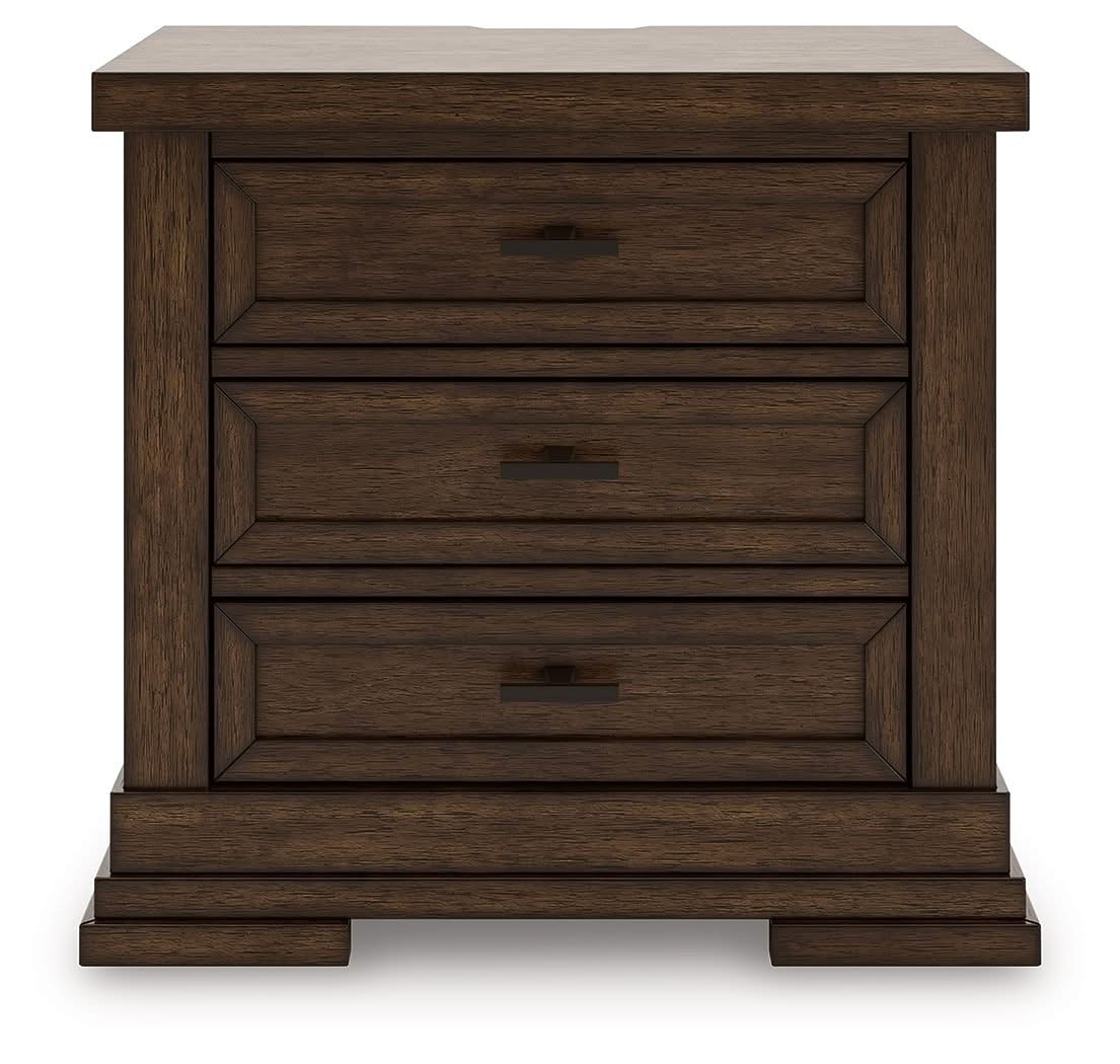 Taffenbrook - Three Drawer Night Stand - Medium Brown - Image 4