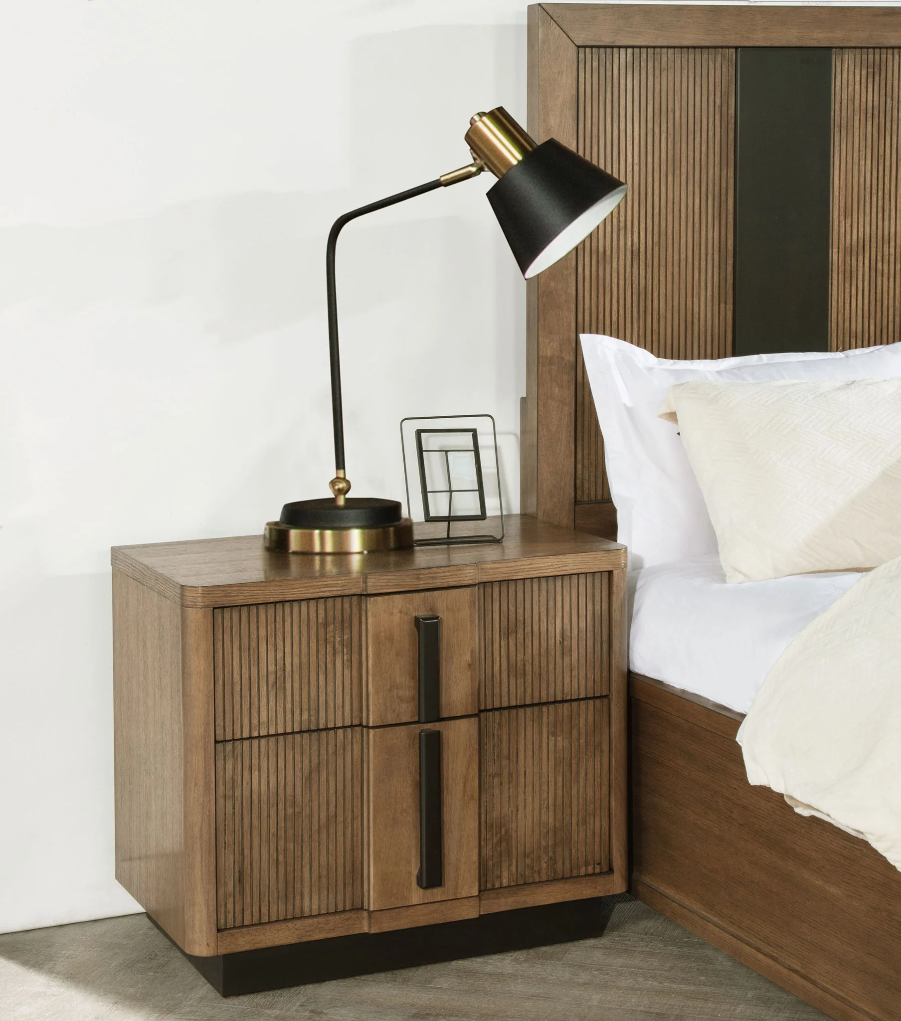 Terrace 2-drawer Nightstand Bedside Table Ash Brown - Image 4