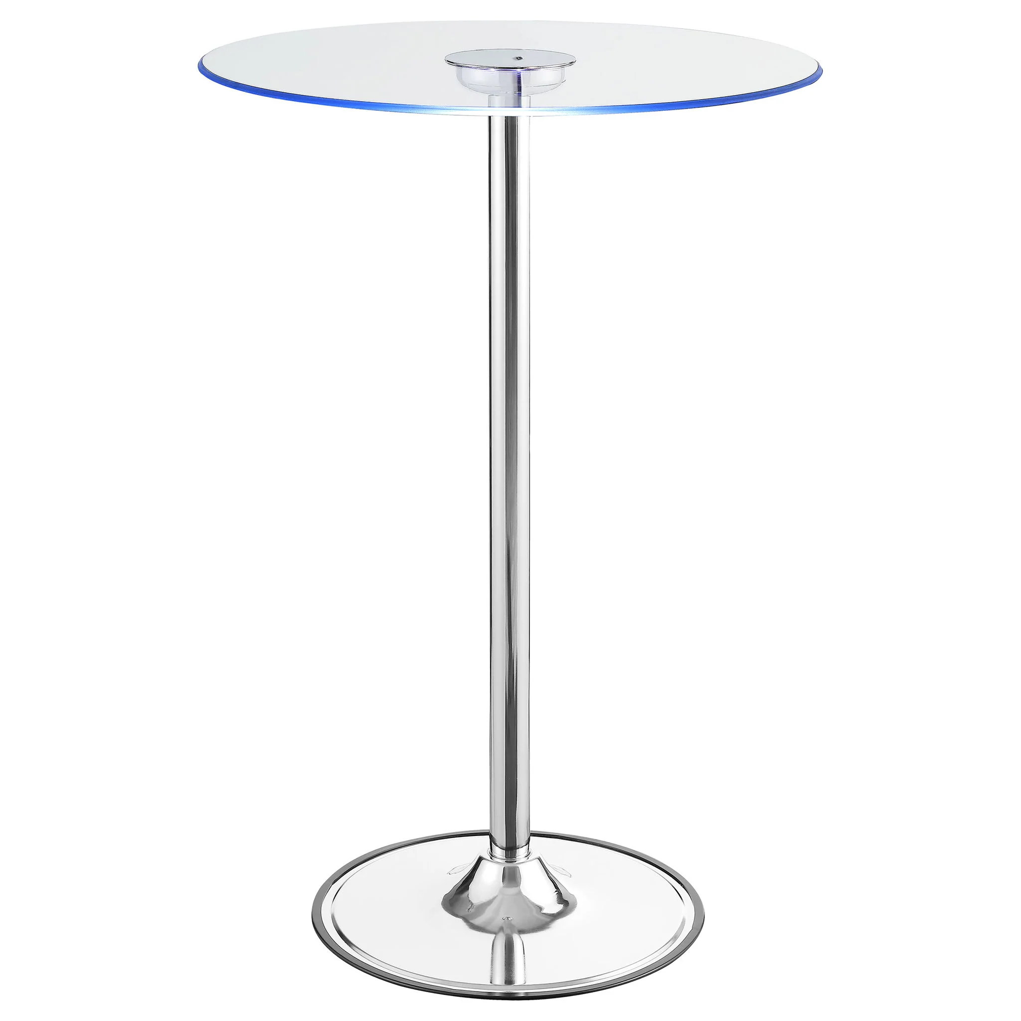 Thea Round 28-inch Glass Top LED Bistro Bar Table Chrome - Image 4