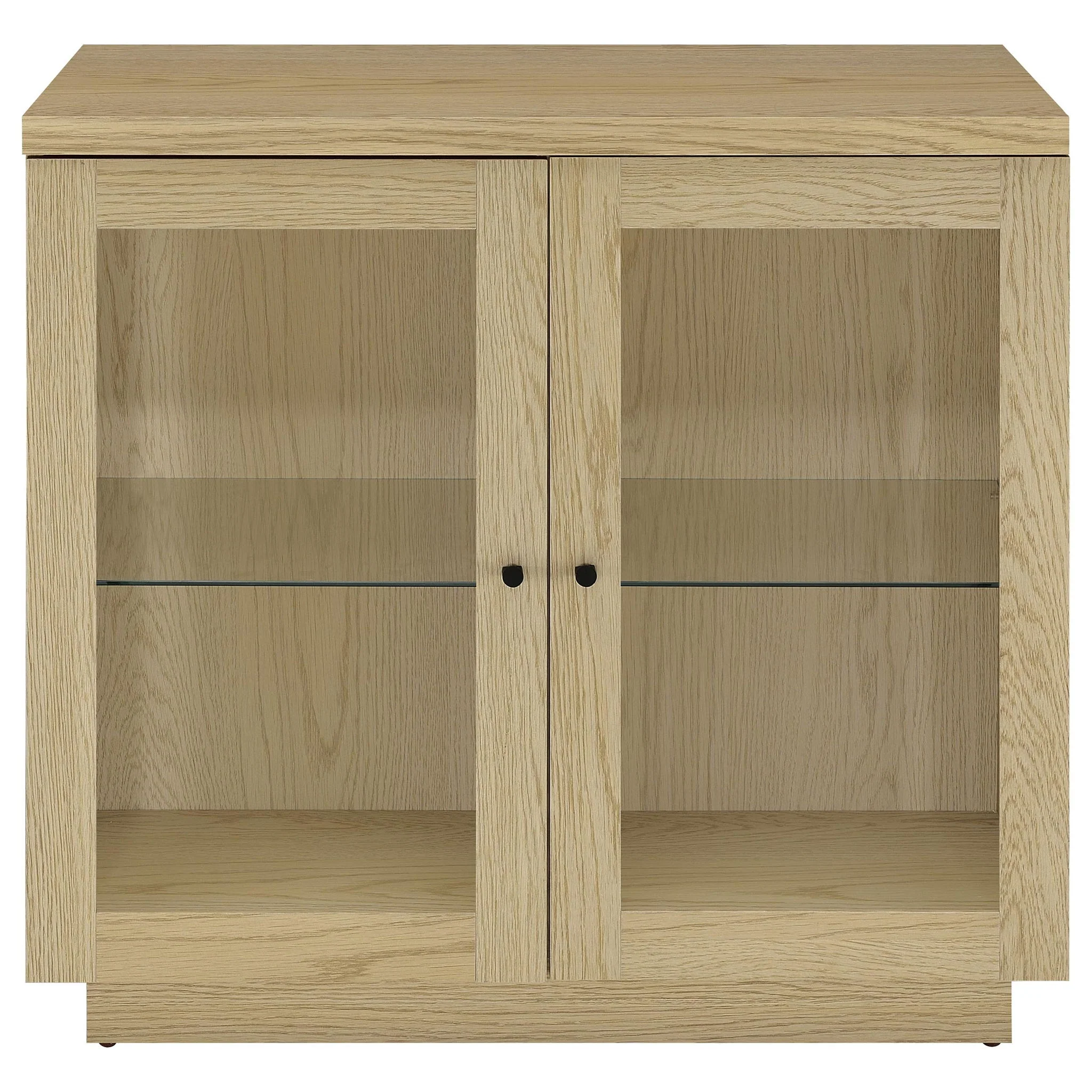 Tilbury 2-door Glass Front Accent Display Cabinet Light Oak - Image 2