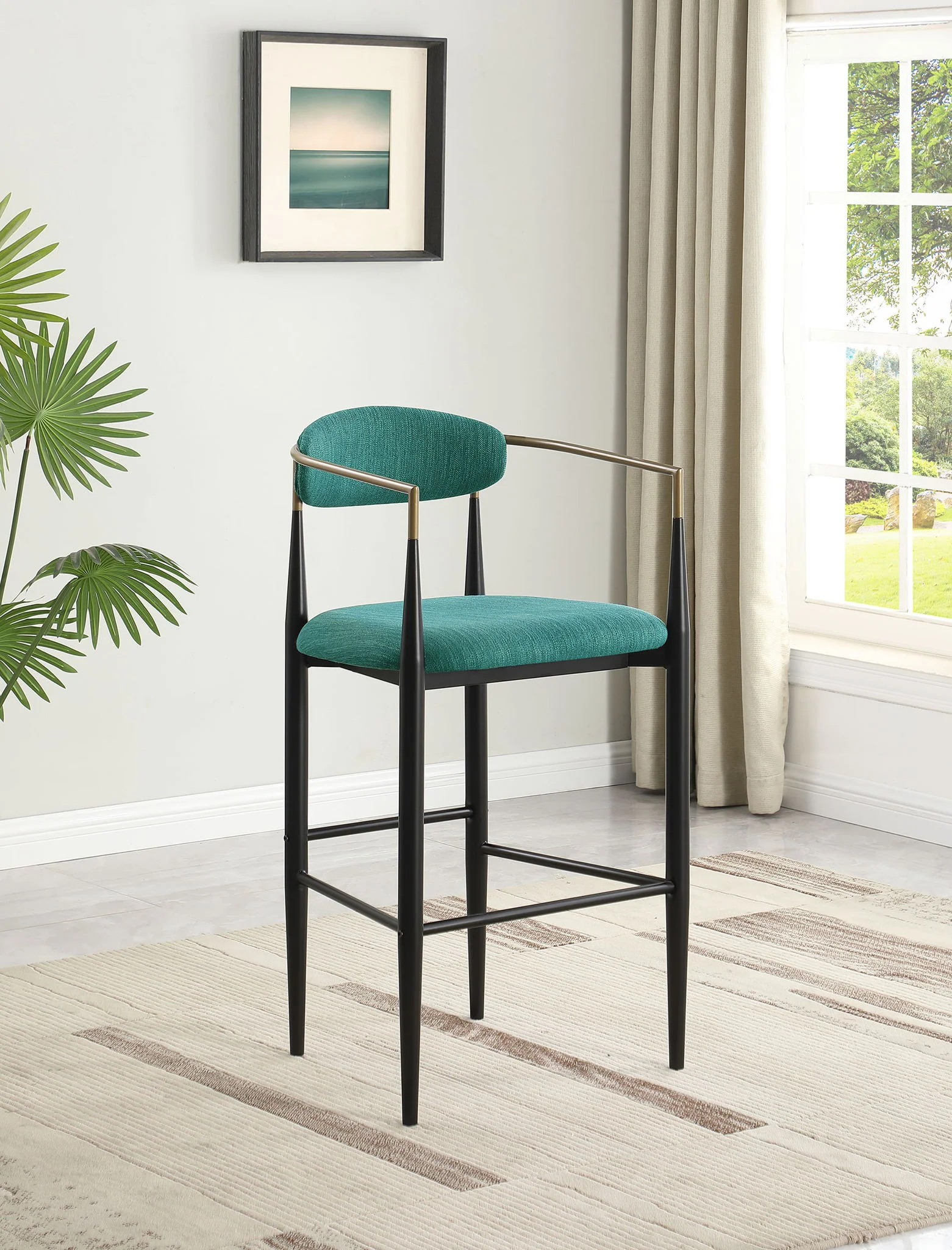 Tina Fabric Upholstered Bar Chair Green (Set of 2) - Image 4