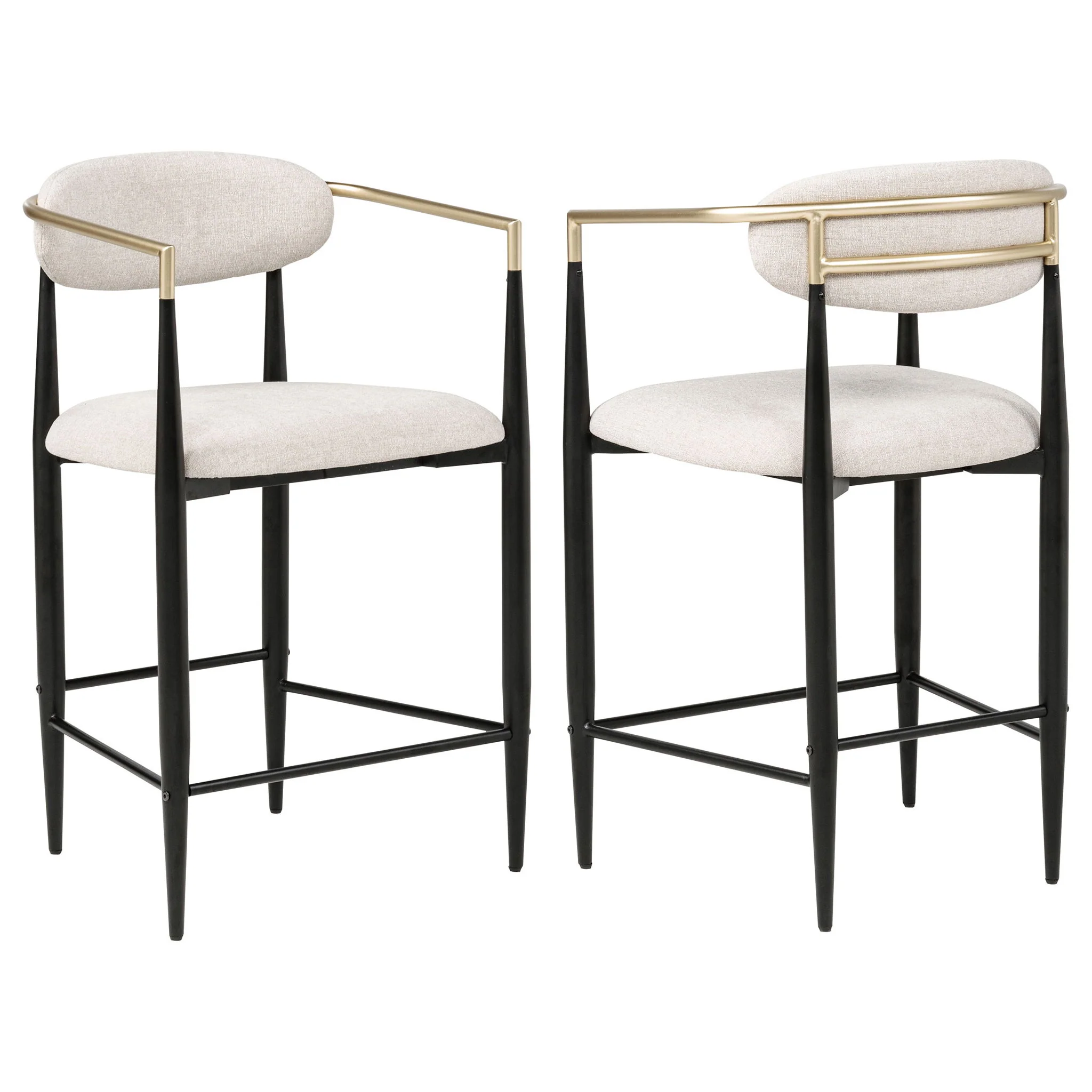 Tina Fabric Upholstered Counter Chair Beige (Set of 2)