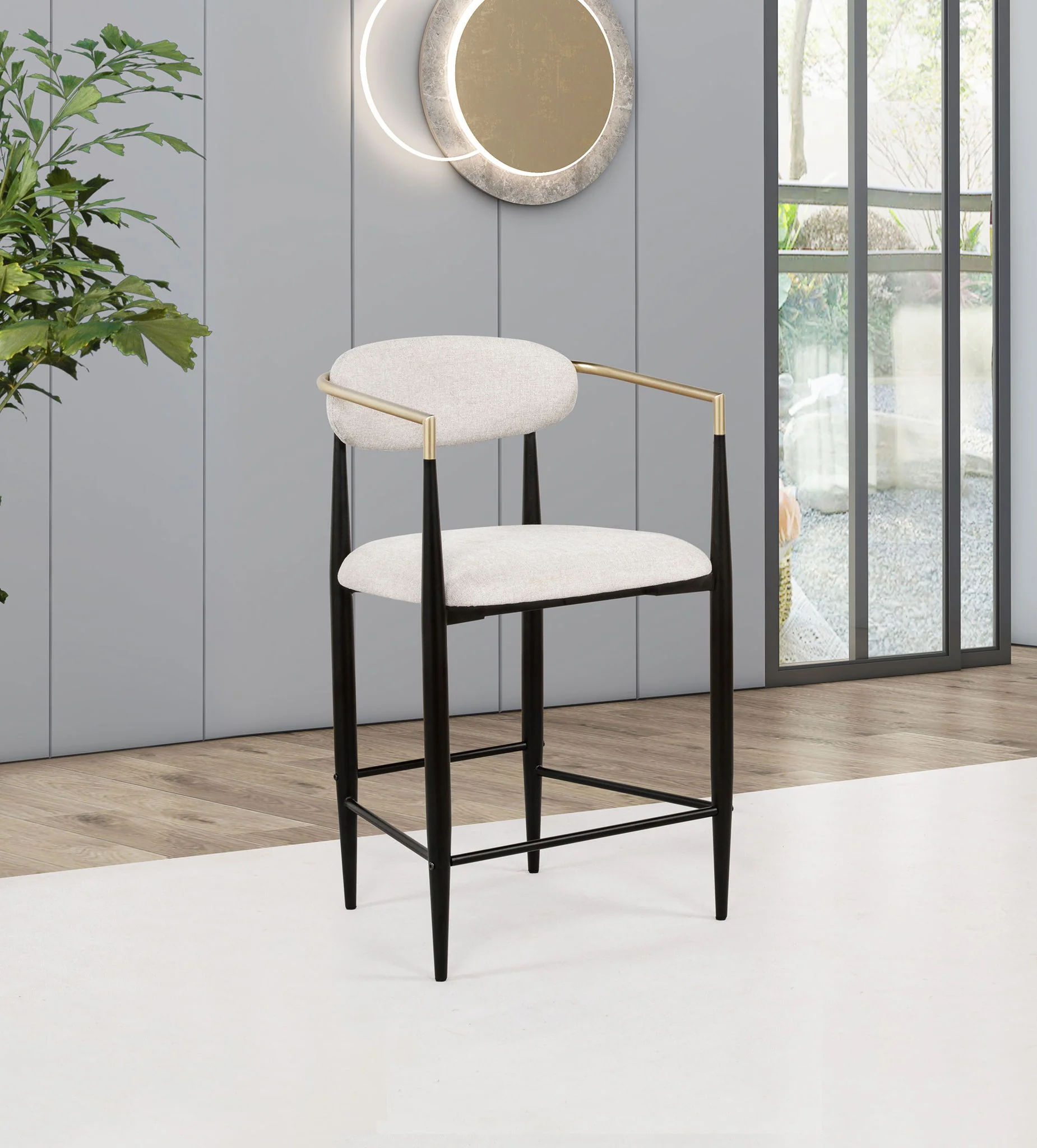 Tina Fabric Upholstered Counter Chair Beige (Set of 2) - Image 4