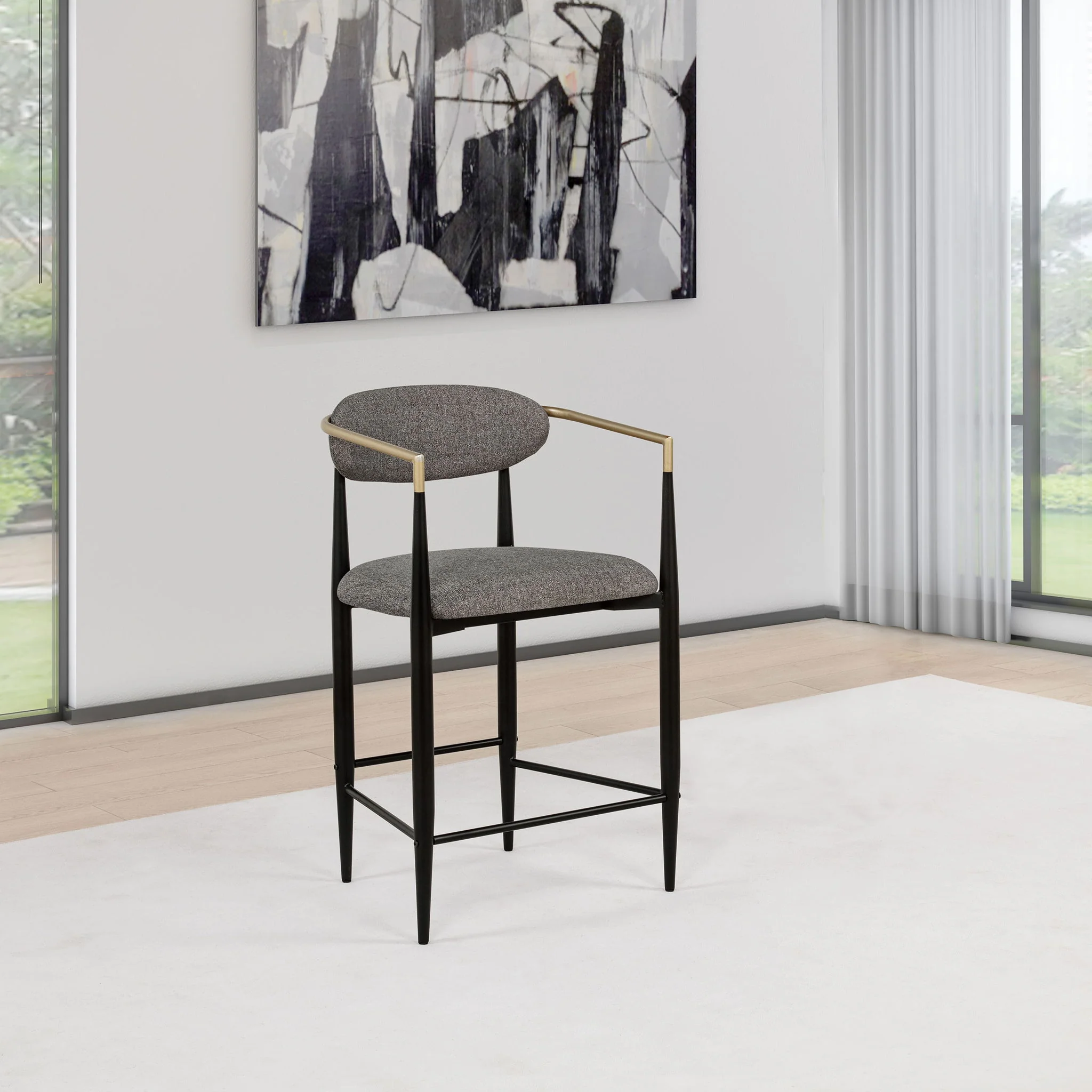 Tina Fabric Upholstered Counter Chair Dark Grey (Set of 2) - Image 3