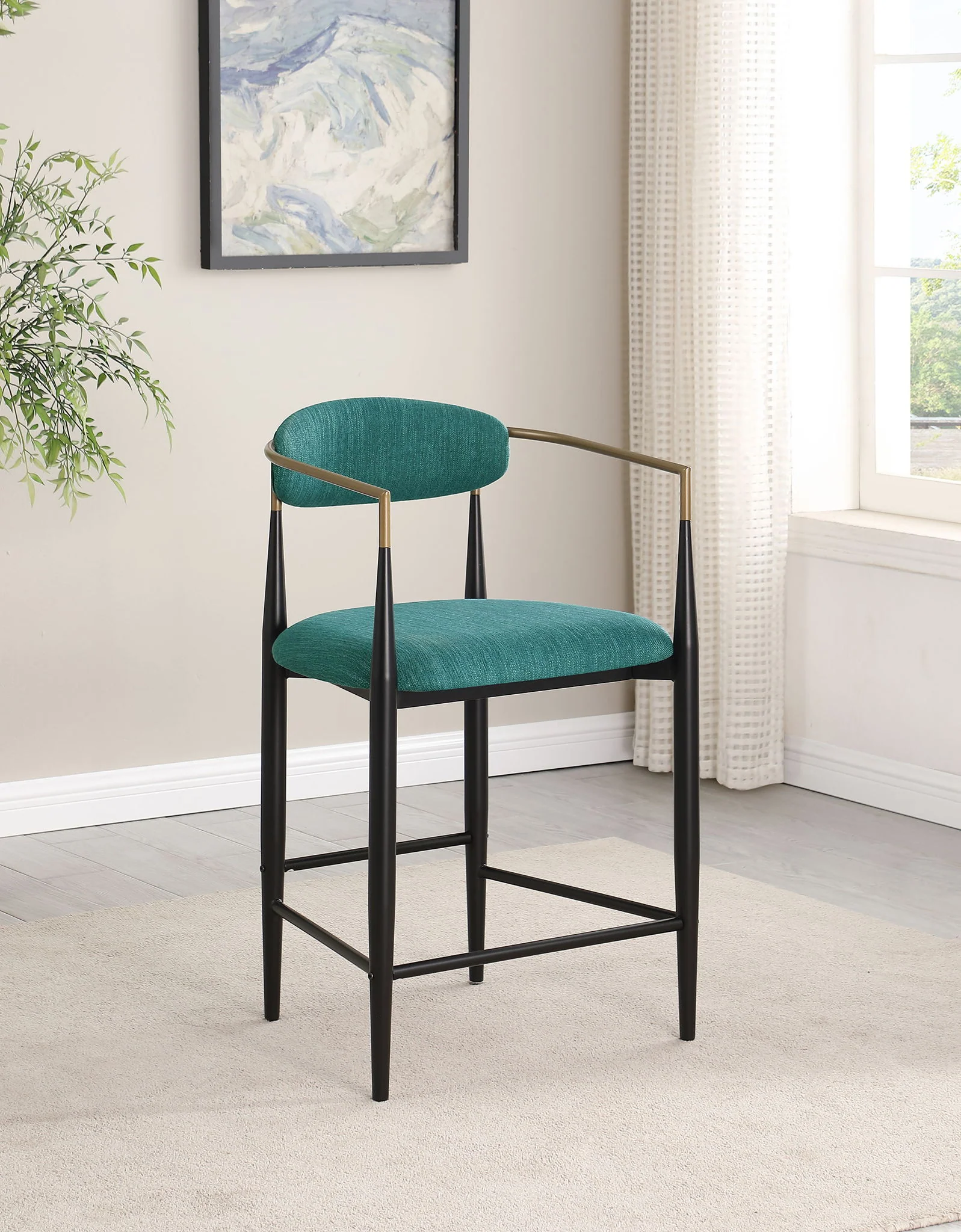 Tina Fabric Upholstered Counter Chair Green (Set of 2) - Image 3