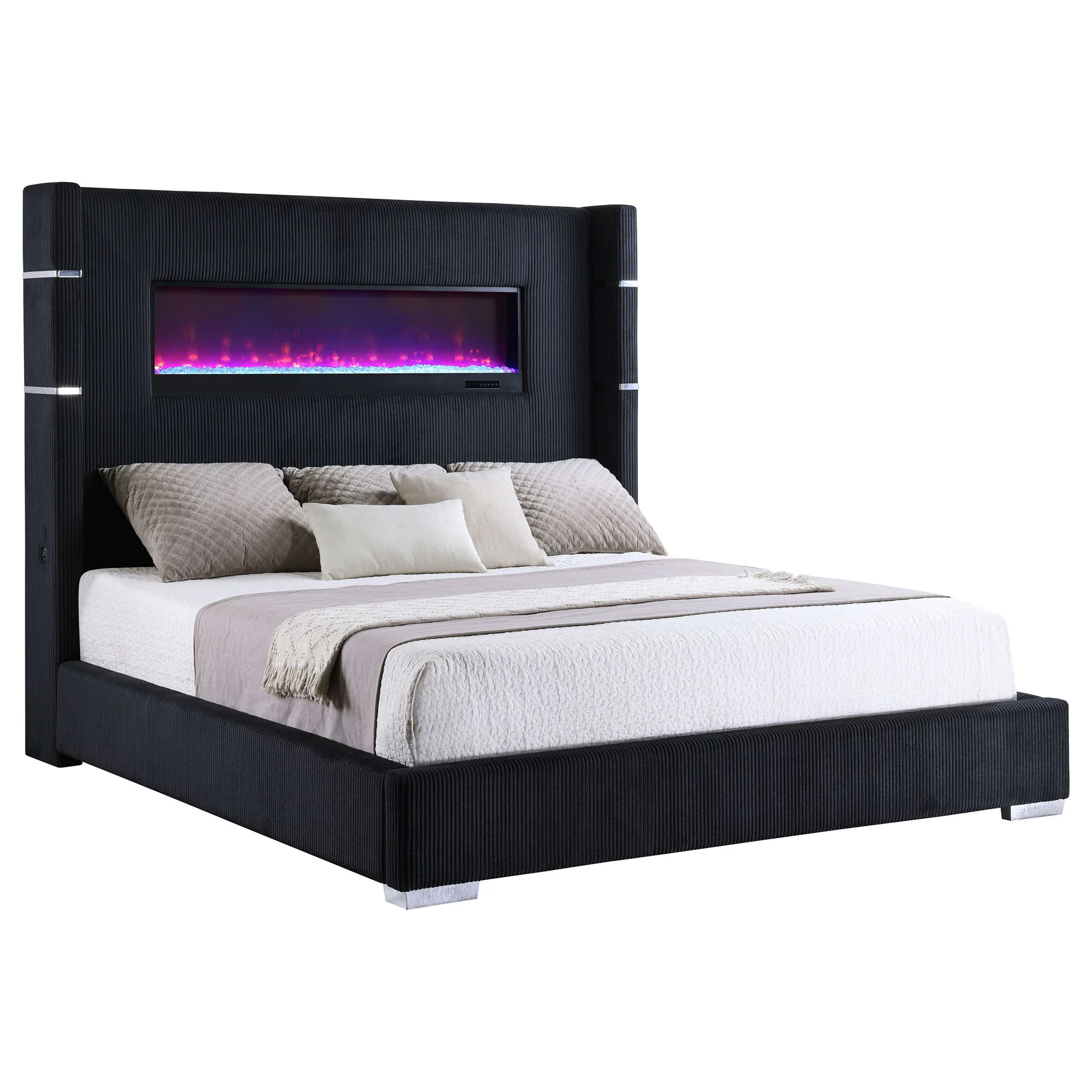 Tisdall Upholstered Cal King Flame Visualizer Bed Black - Image 4