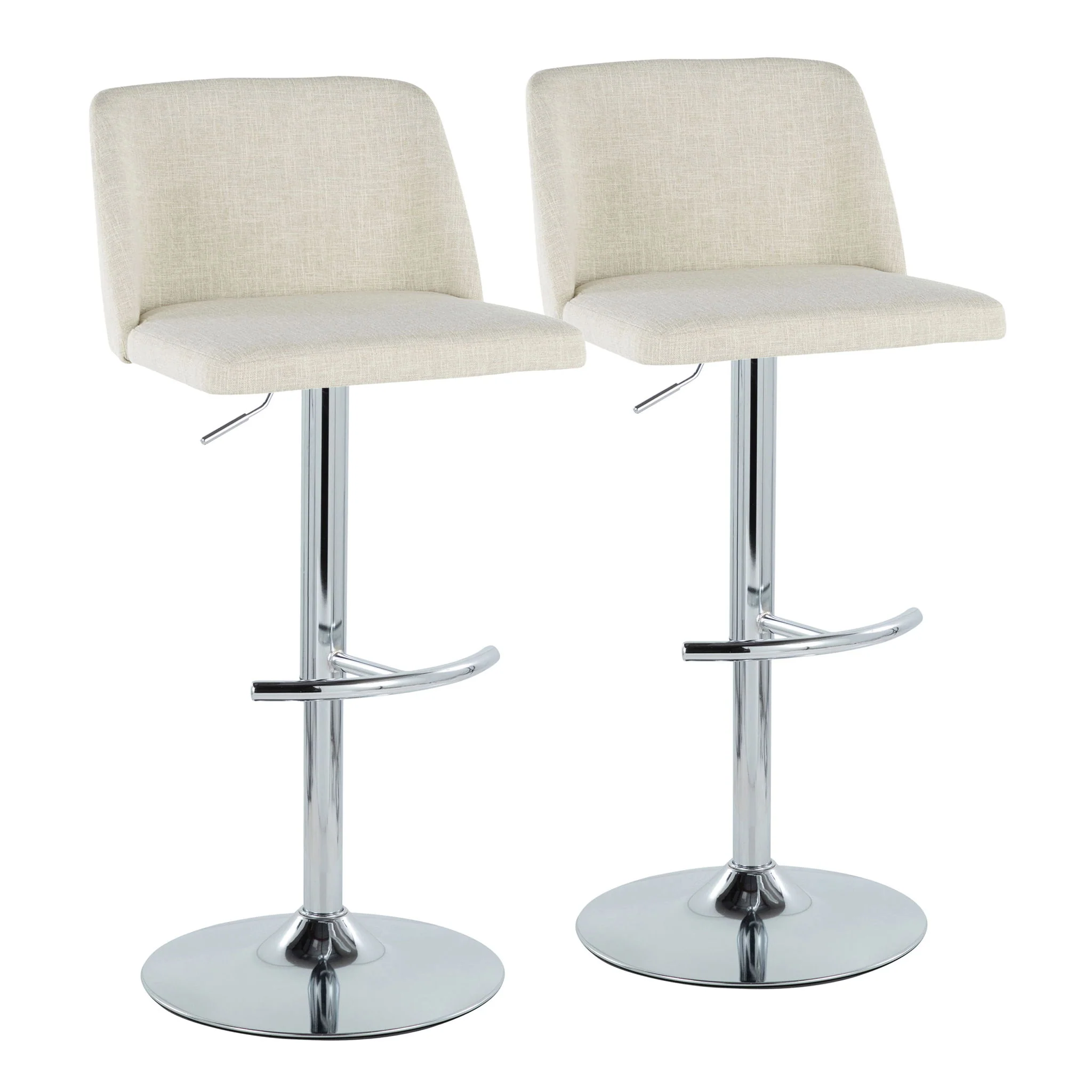 Toriano - Contemporary Adjustable Barstool Swivel With Rounded T Footrest (Set of 2) - Image 3