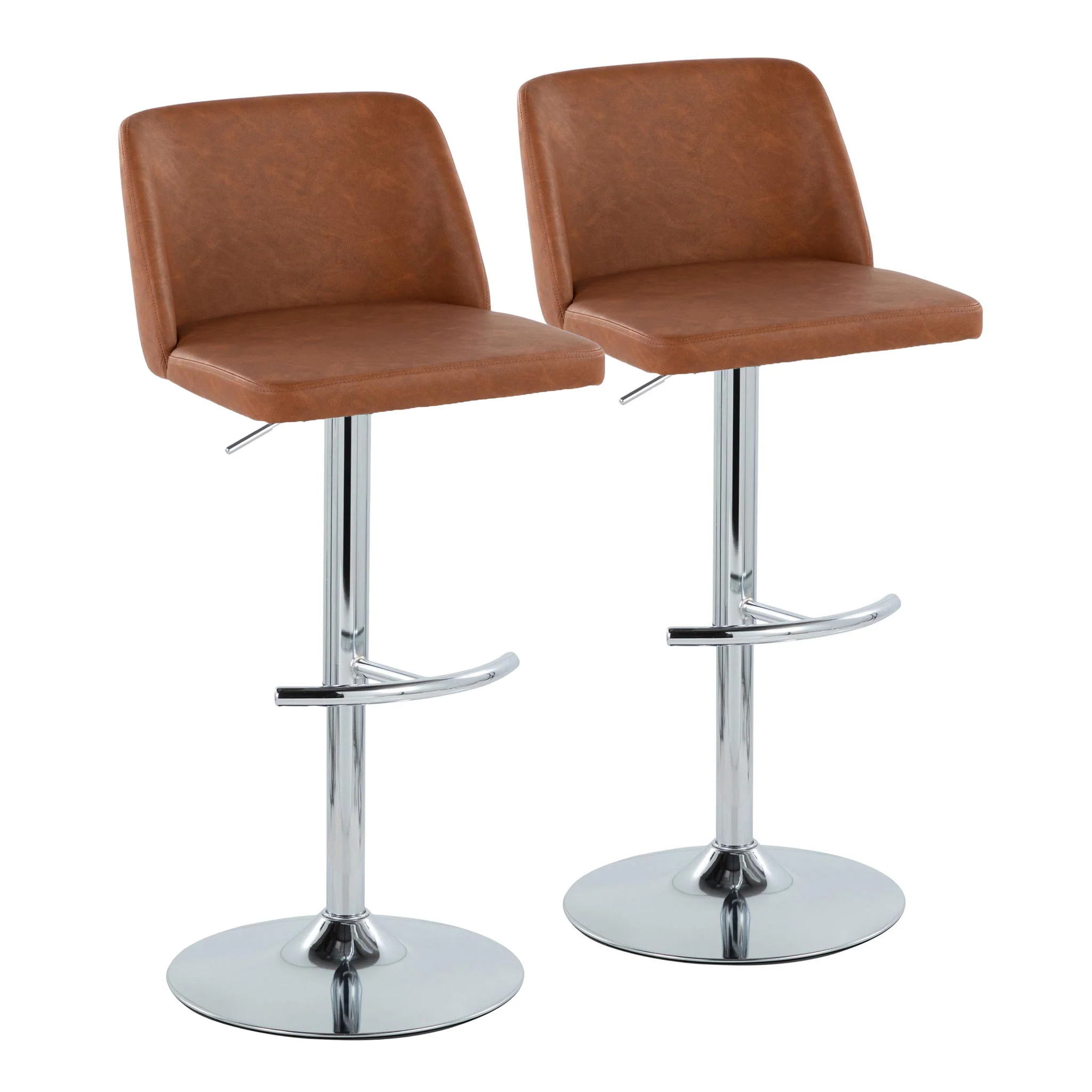 Toriano - Contemporary Adjustable Barstool With Swivel & Rounded T Footrest (Set of 2) - Image 3