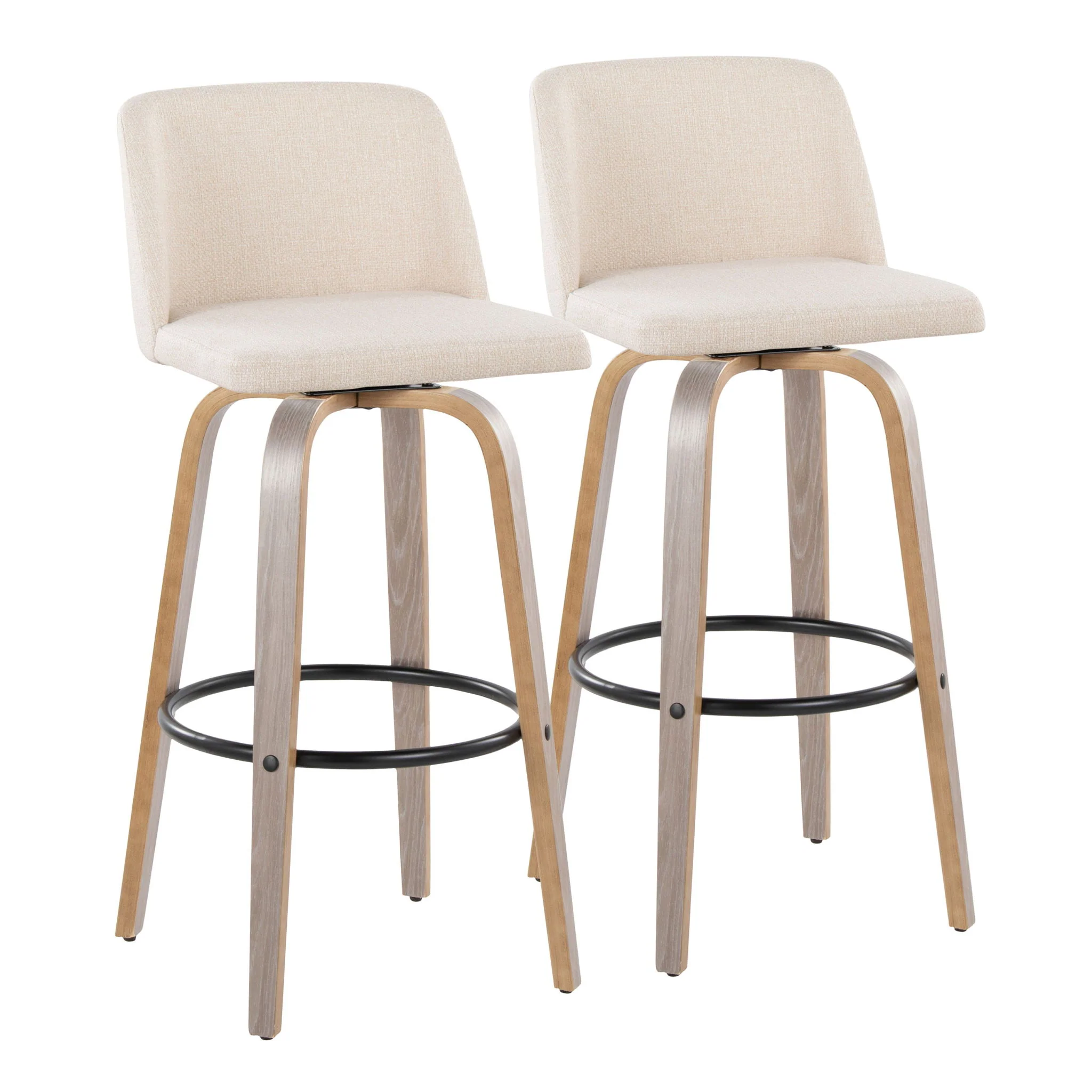 Toriano - Contemporary Fixed Height Barstool With Swivel With Round Footrest Comfort And Style (Set of 2) - Image 2