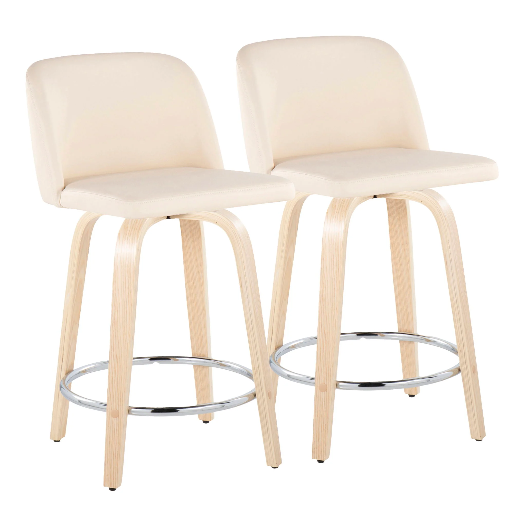 Toriano - Contemporary Fixed Height Counter Stool & Swivel And Round Footrest (Set of 2) - Image 2