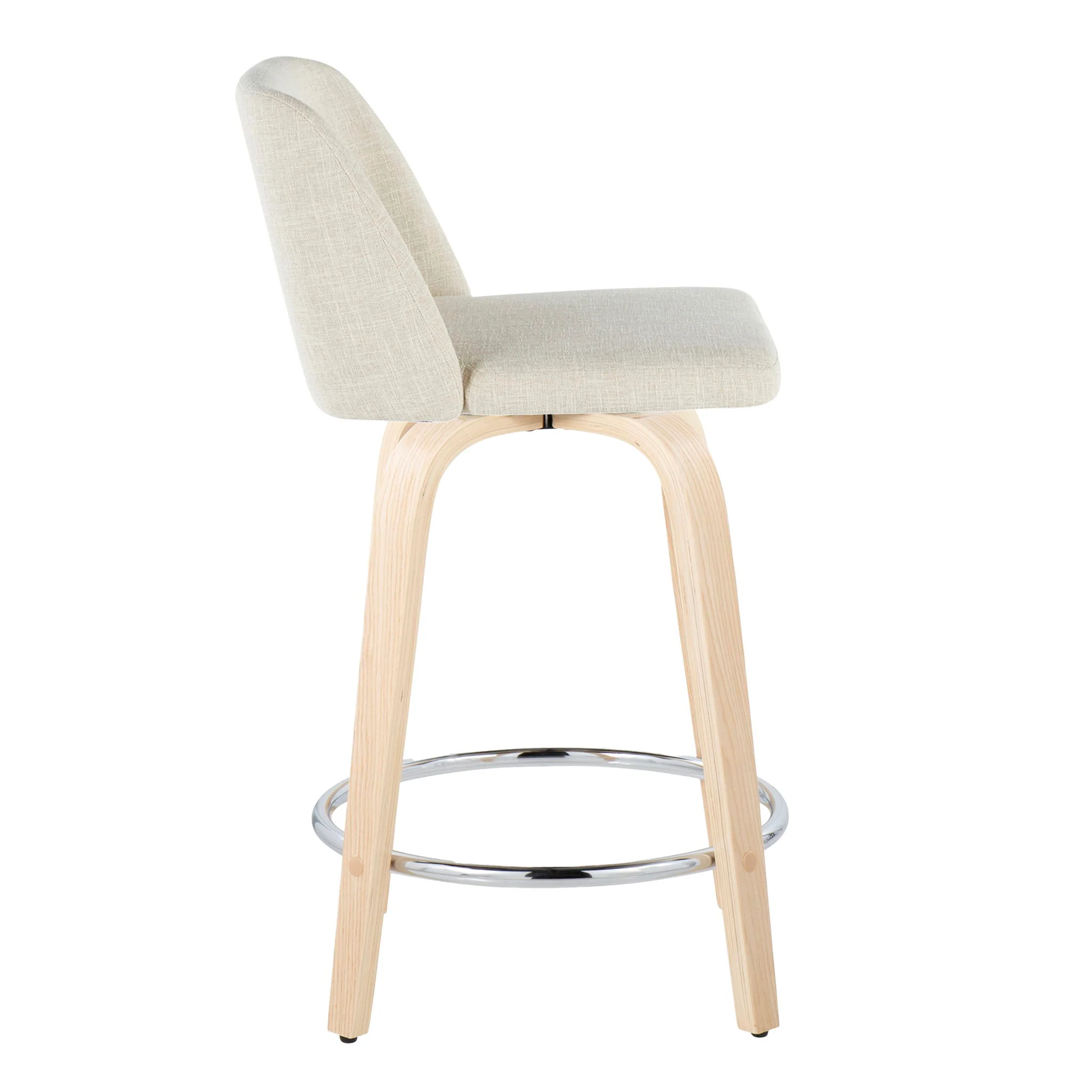Toriano - Contemporary Fixed Height Counter Stool Swivel With Round Footrest (Set of 2) - Image 2