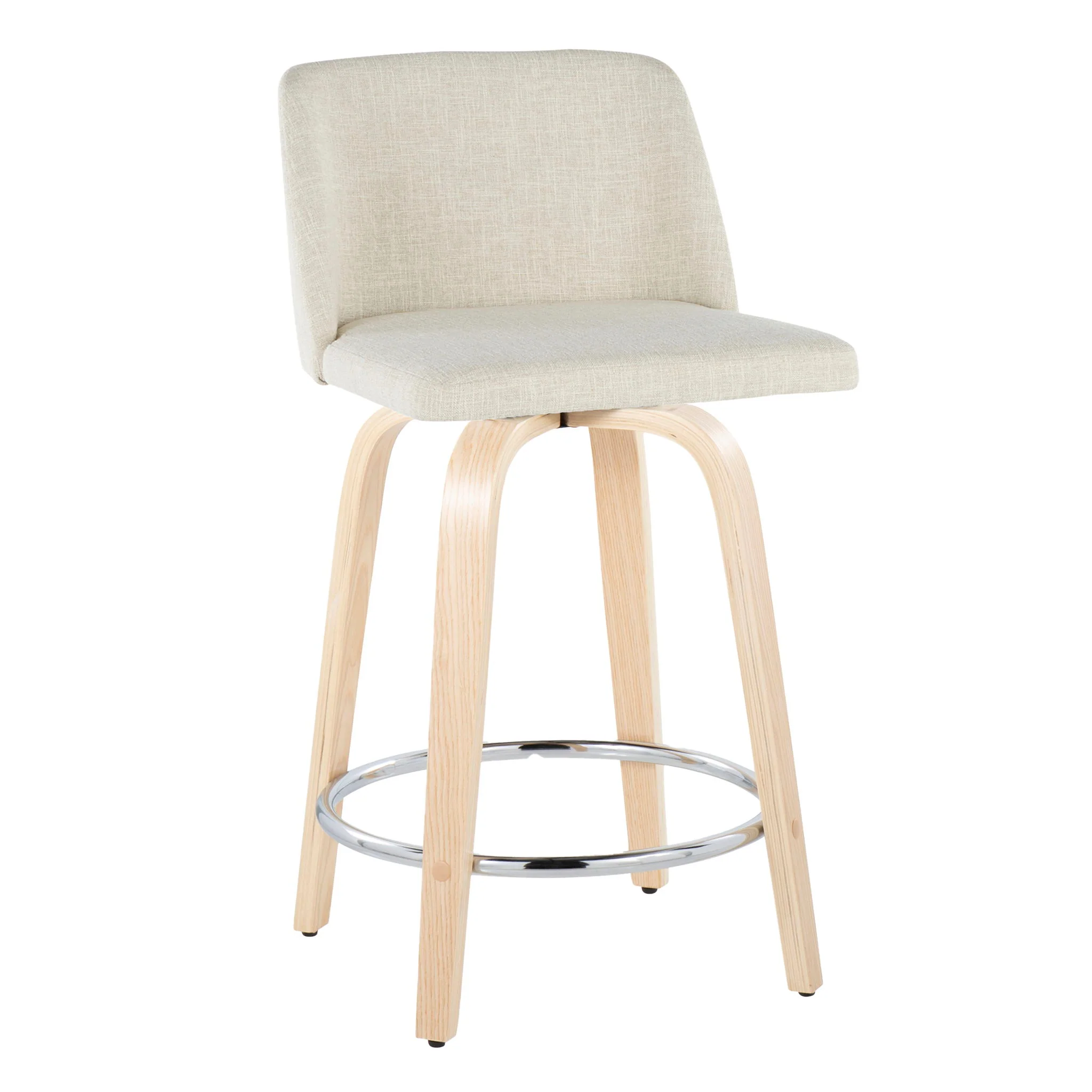 Toriano - Contemporary Fixed Height Counter Stool Swivel With Round Footrest (Set of 2) - Image 4