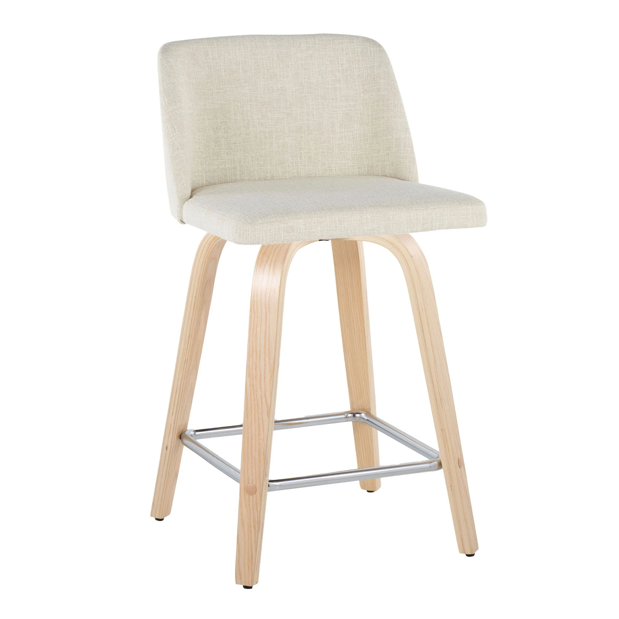 Toriano - Contemporary Fixed Height Counter Stool Swivel With Square Footrest (Set of 2) - Image 3
