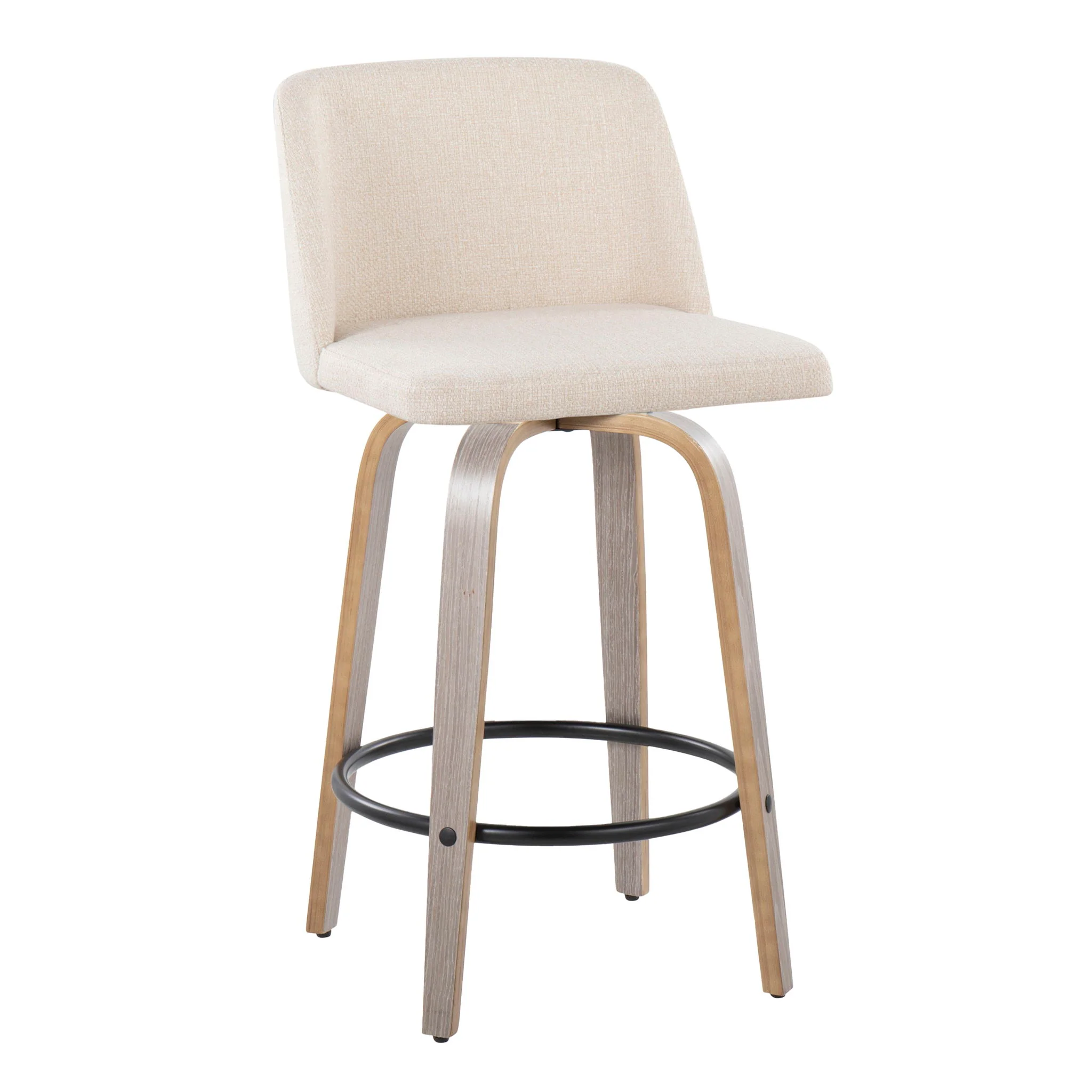 Toriano - Contemporary Fixed Height Counter Stool With Swivel & Round Footrest (Set of 2) - Image 7