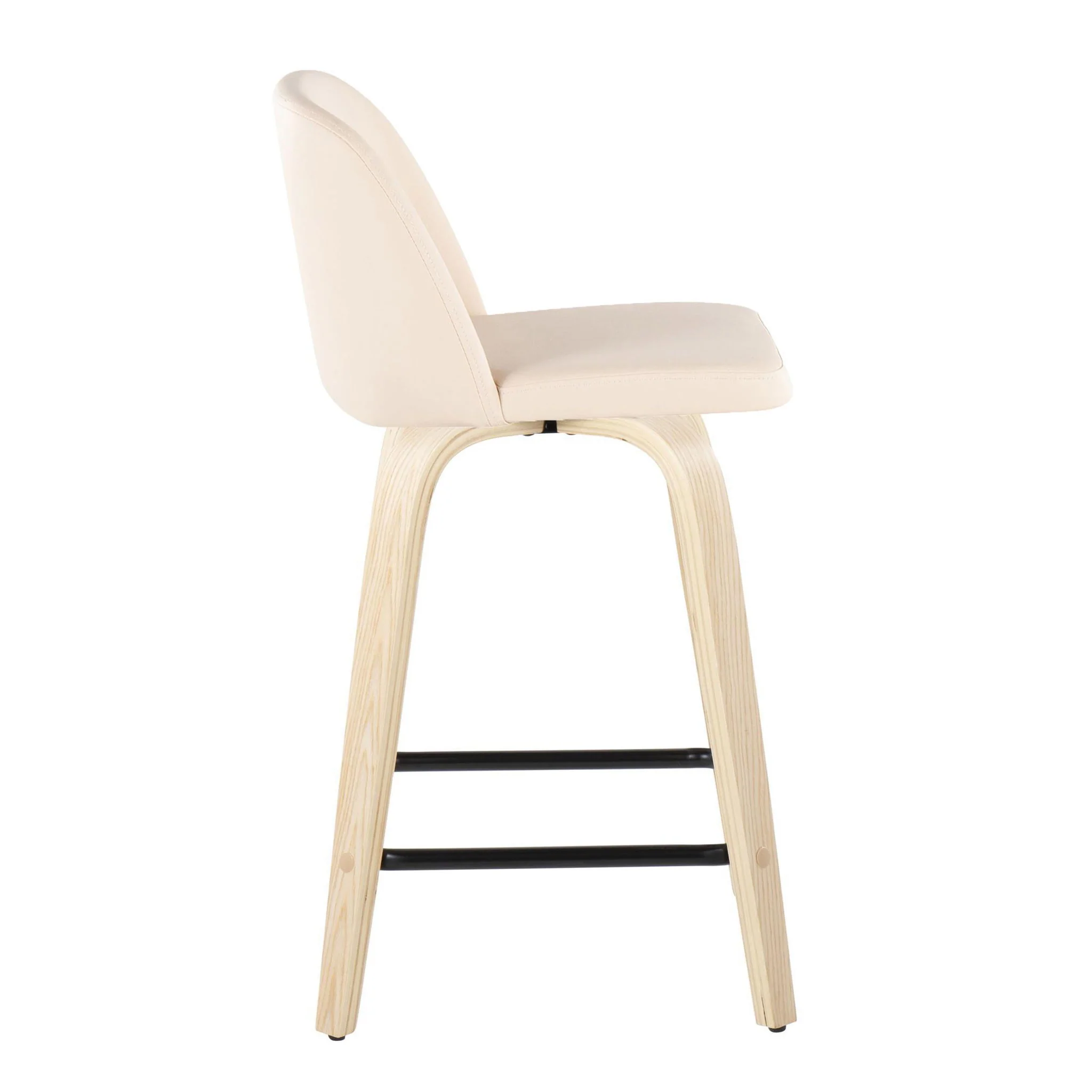 Toriano - Contemporary Modern Design Fixed Height Counter Stool With Swivel With Square Footrest (Set of 2) - Image 5