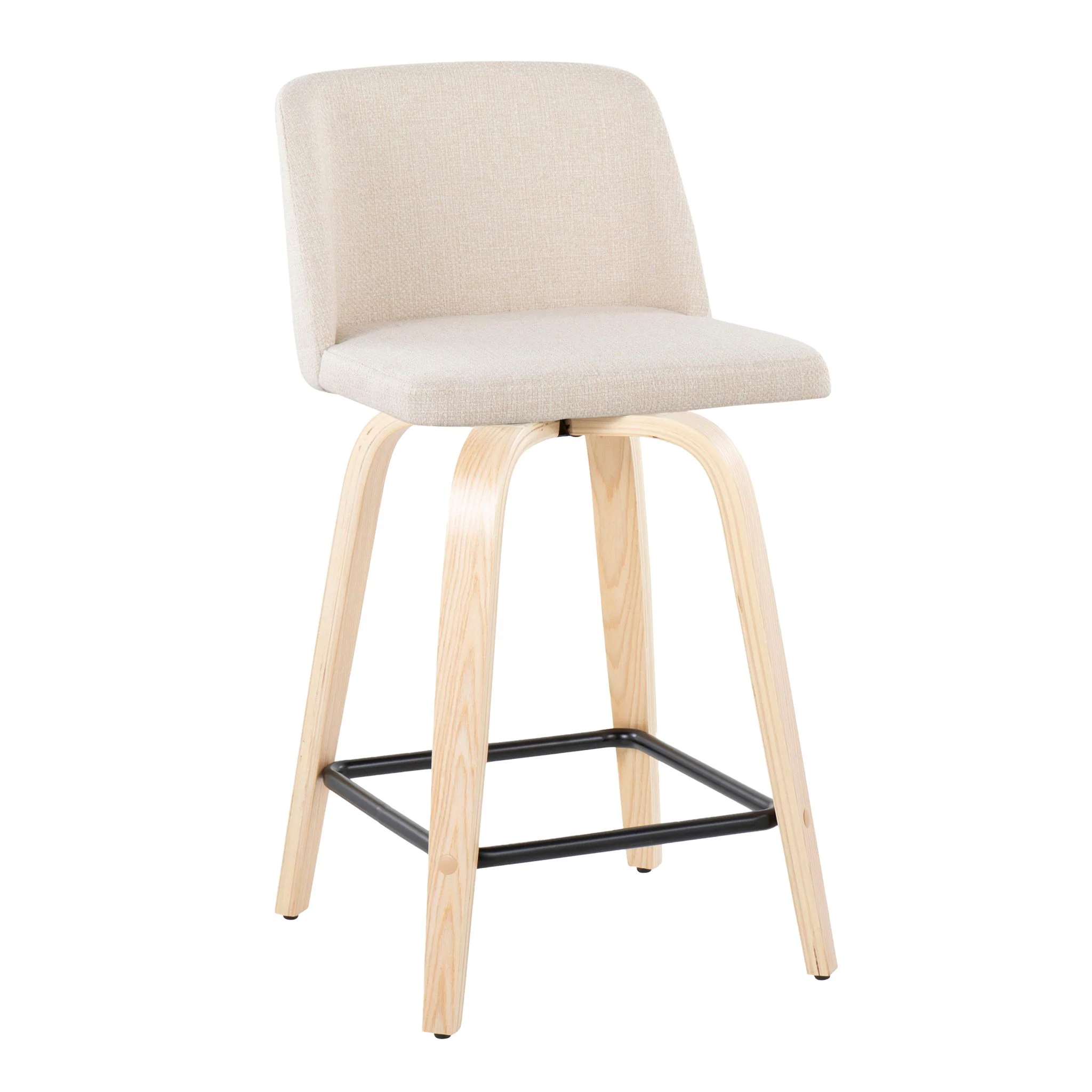 Toriano - Contemporary Modern Design Fixed Height Counter Stool With Swivel With Square Footrest (Set of 2) - Image 6