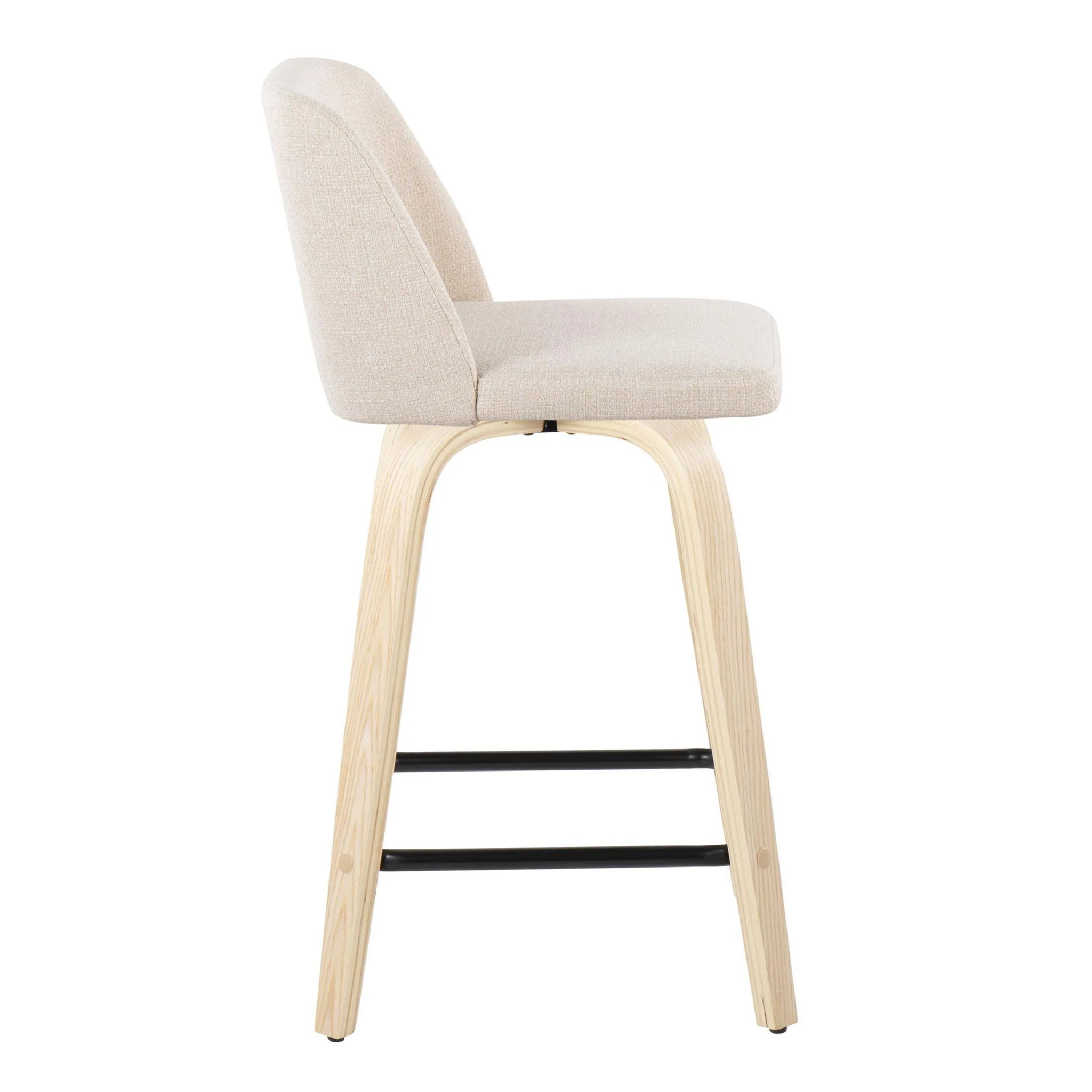 Toriano - Contemporary Modern Design Fixed Height Counter Stool With Swivel With Square Footrest (Set of 2) - Image 8