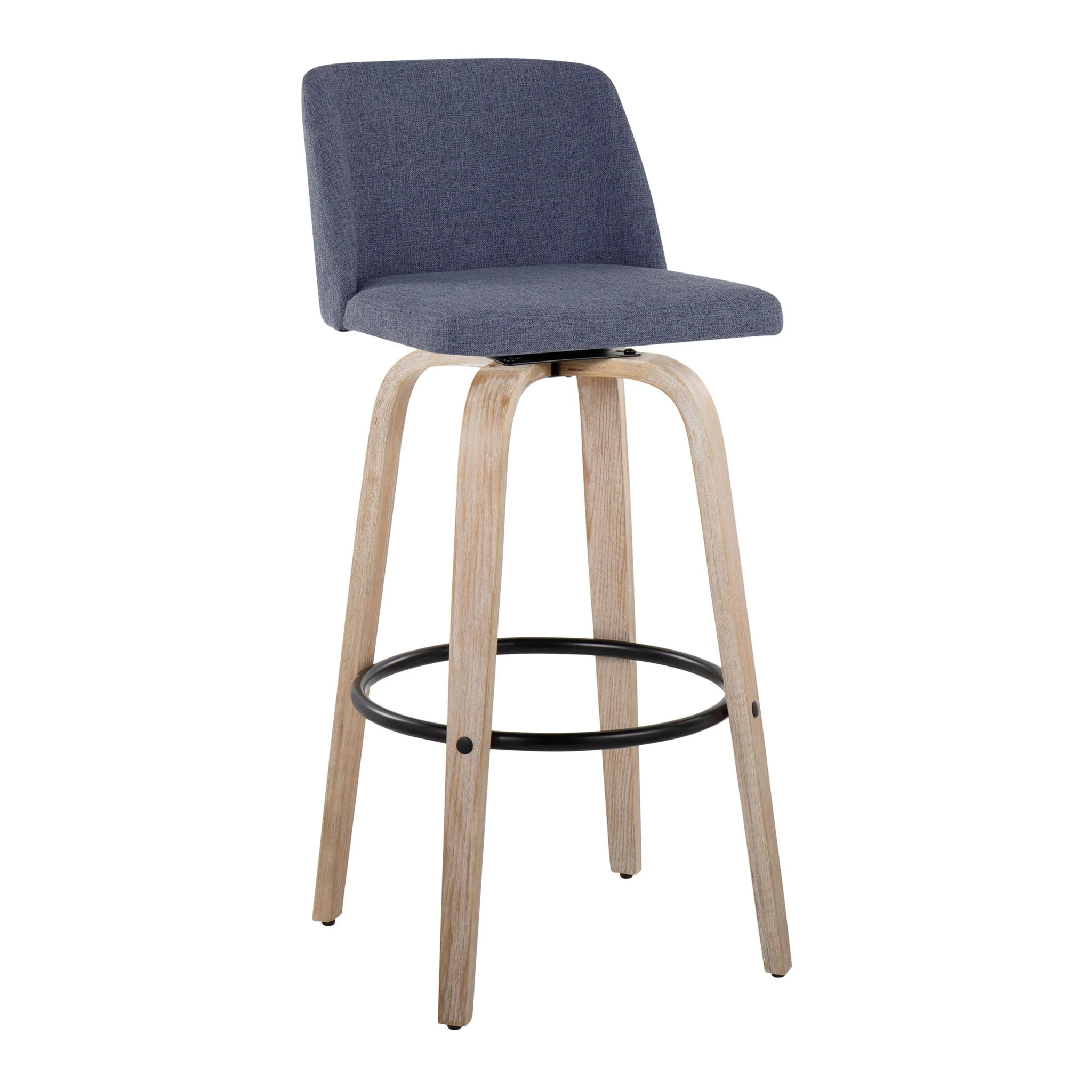 Toriano - Mid-Century Modern Fixed Height BarStool With Round Footrest (Set of 2) - Image 10