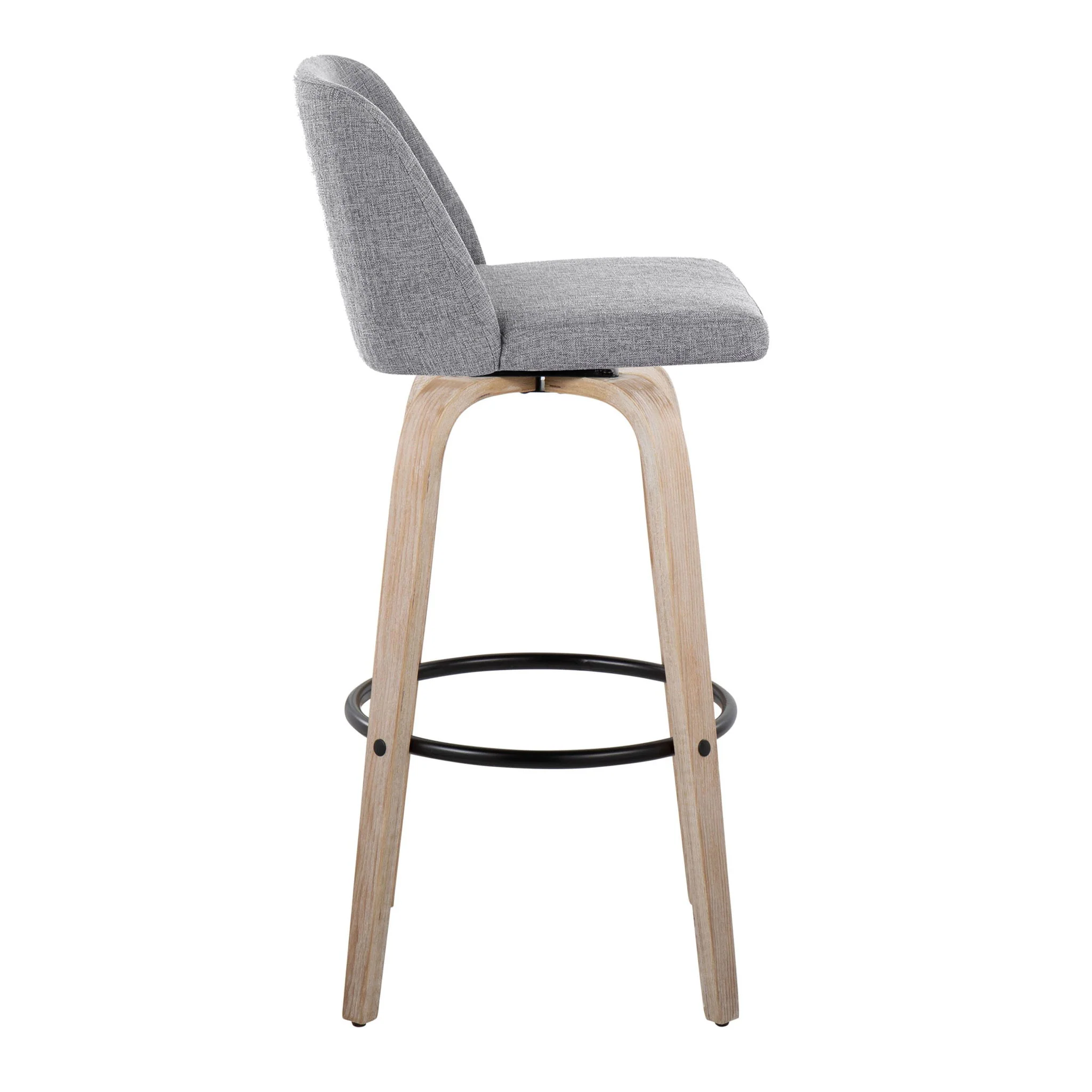 Toriano - Mid-Century Modern Fixed Height BarStool With Round Footrest (Set of 2) - Image 11
