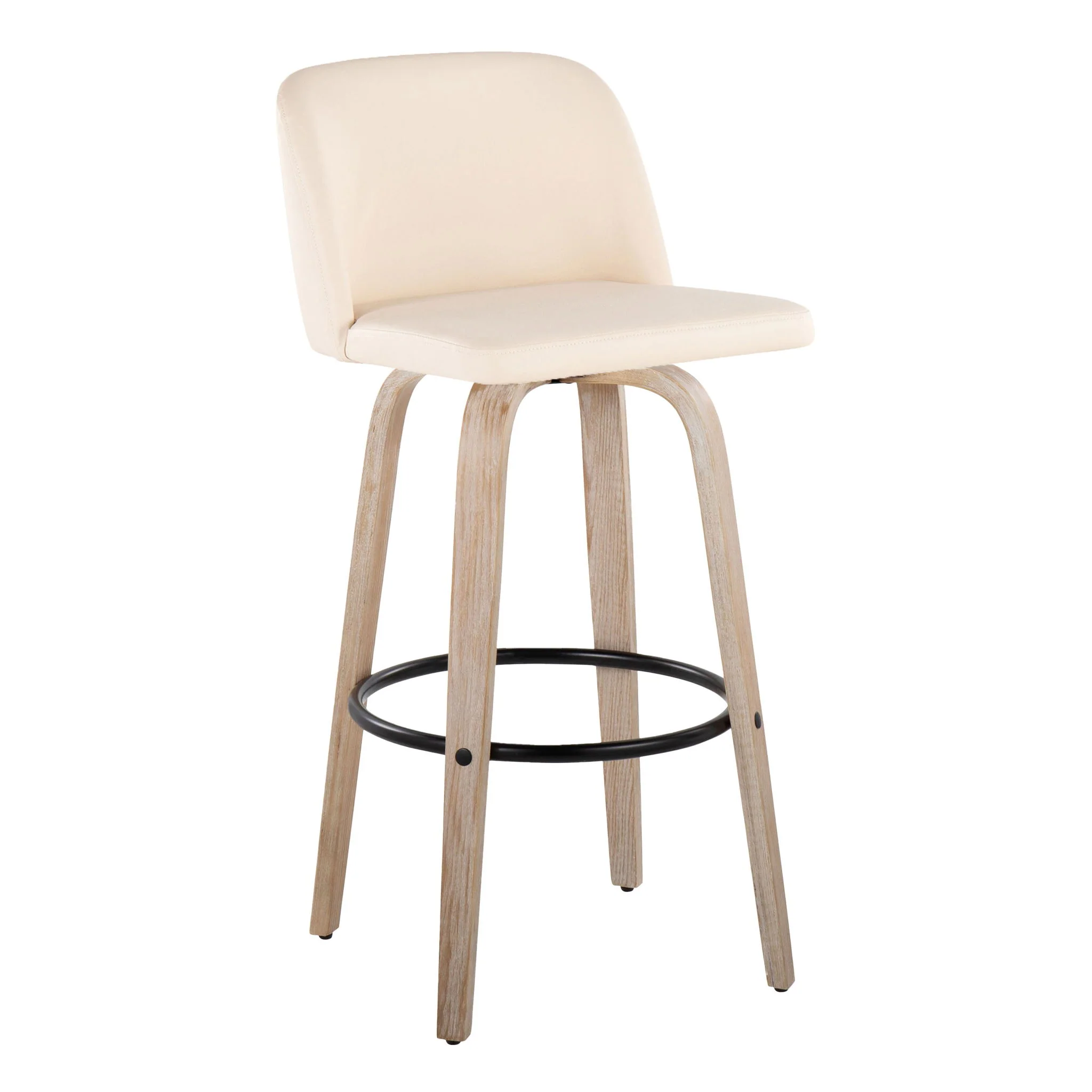 Toriano - Mid-Century Modern Fixed Height BarStool With Round Footrest (Set of 2) - Image 9