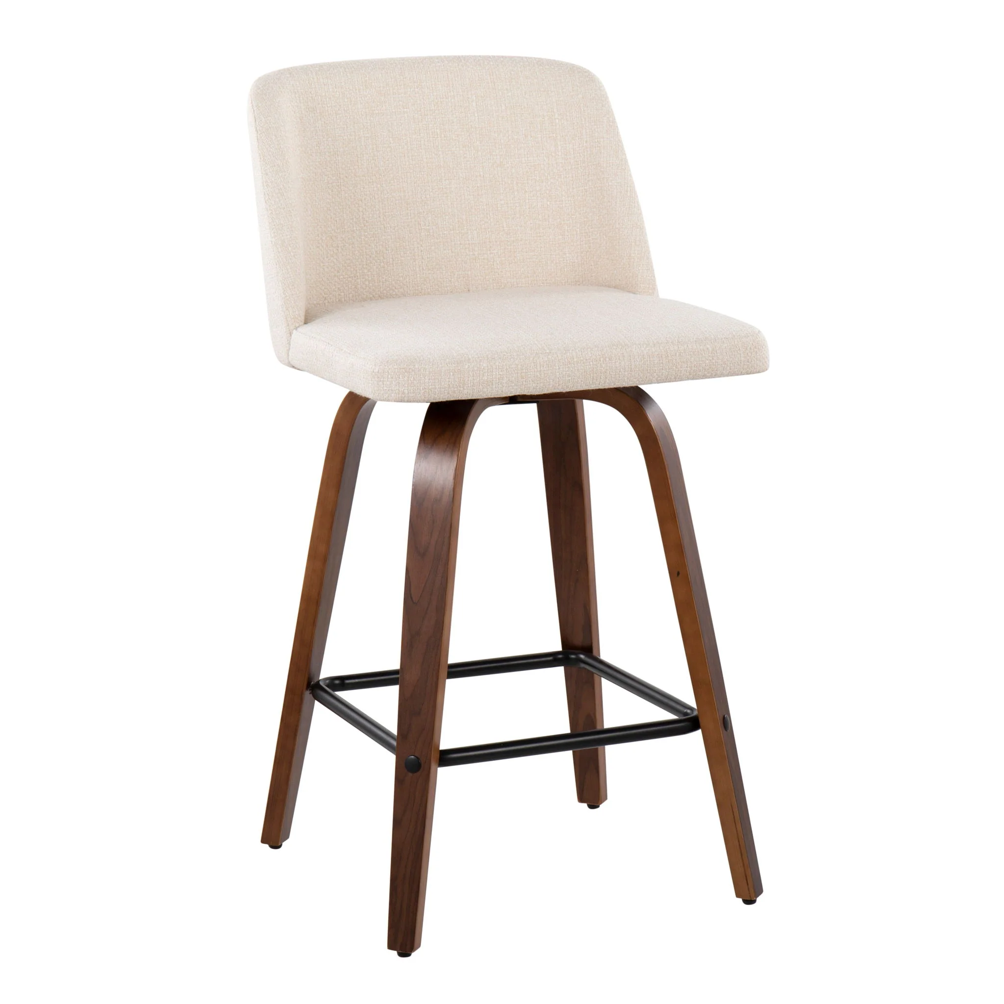 Toriano - Mid Century Modern Fixed Height Counter Stool & Square Footrest (Set of 2) - Image 10
