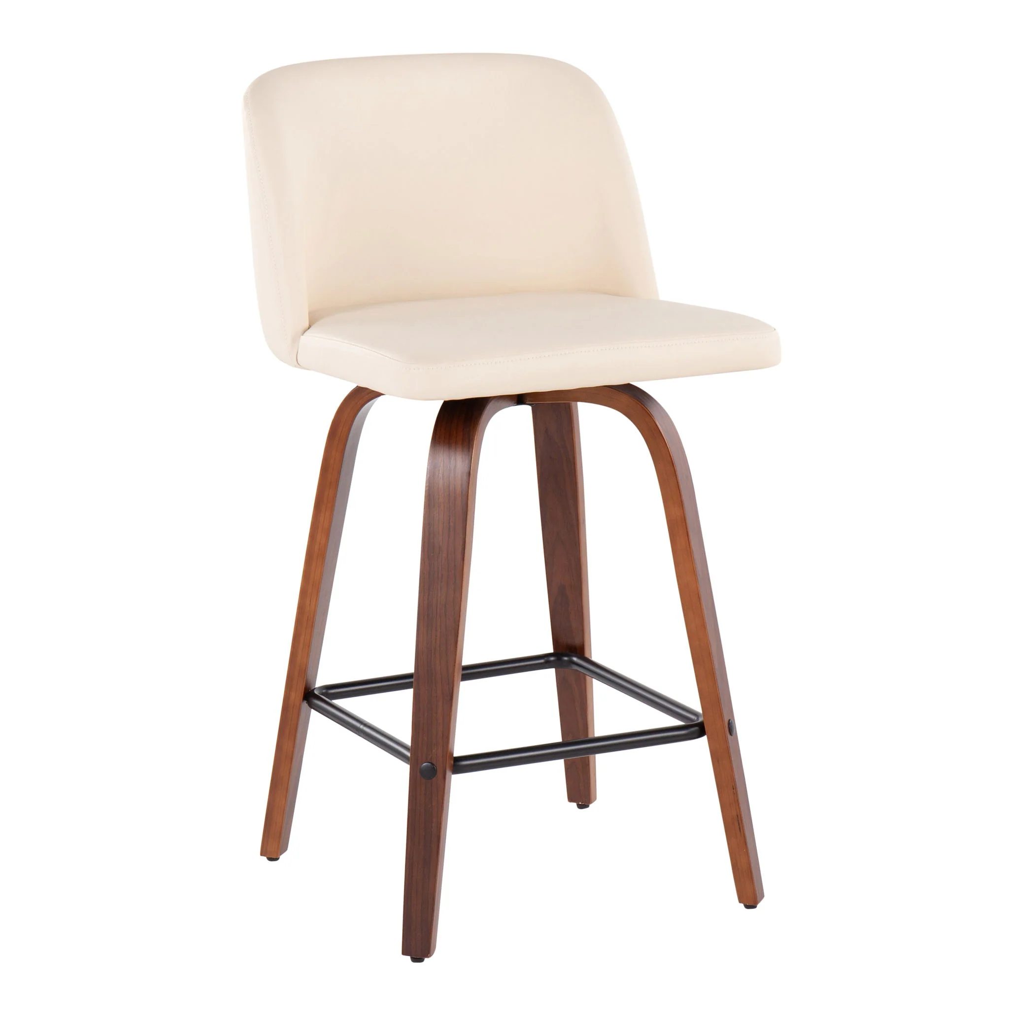 Toriano - Mid Century Modern Fixed Height Counter Stool & Square Footrest (Set of 2) - Image 14
