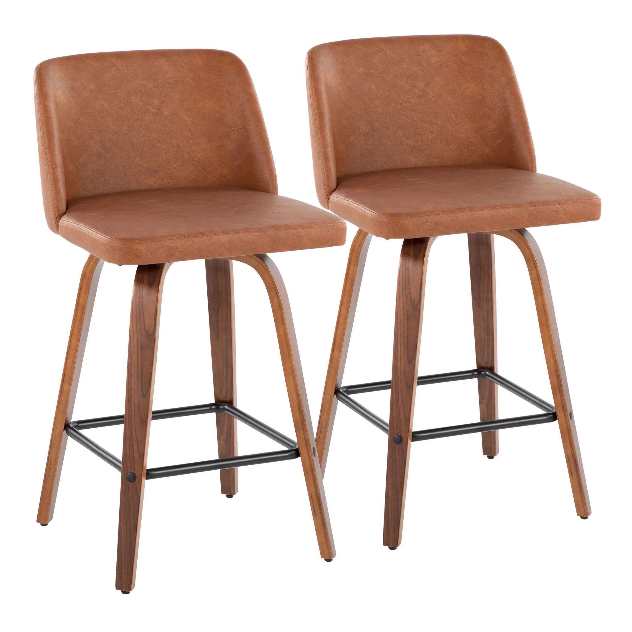 Toriano - Mid Century Modern Fixed Height Counter Stool & Square Footrest (Set of 2) - Image 3