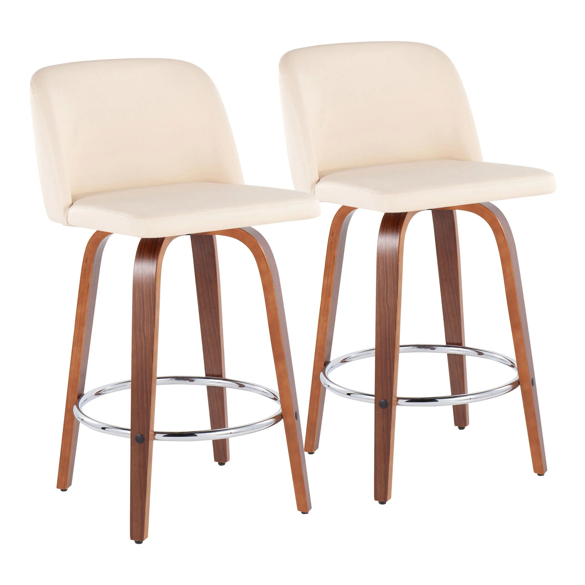 Toriano - Mid-Century Modern Fixed Height Counter Stool With Round Footrest (Set of 2) - Image 2