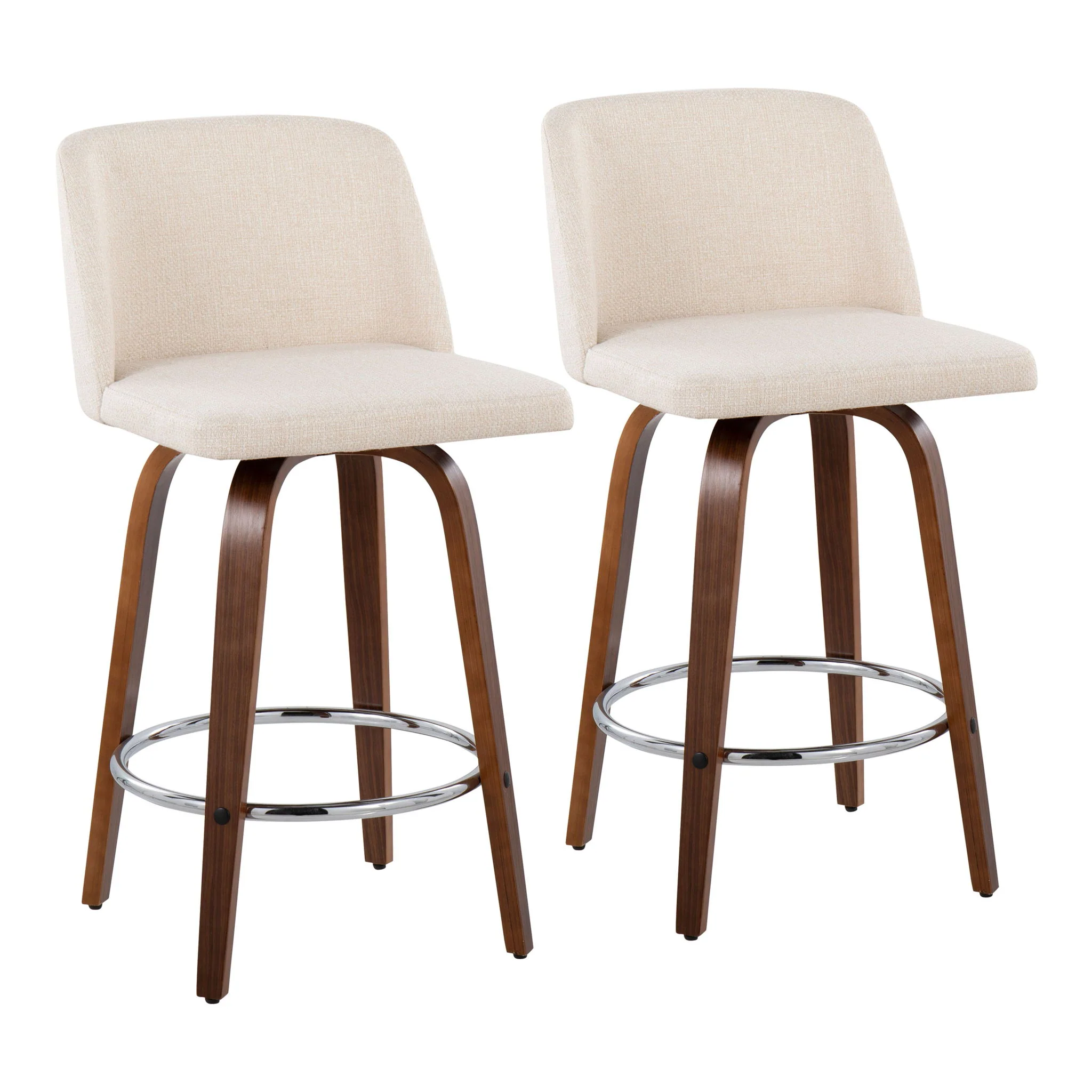 Toriano - Mid-Century Modern Fixed Height Counter Stool With Round Footrest (Set of 2) - Image 4