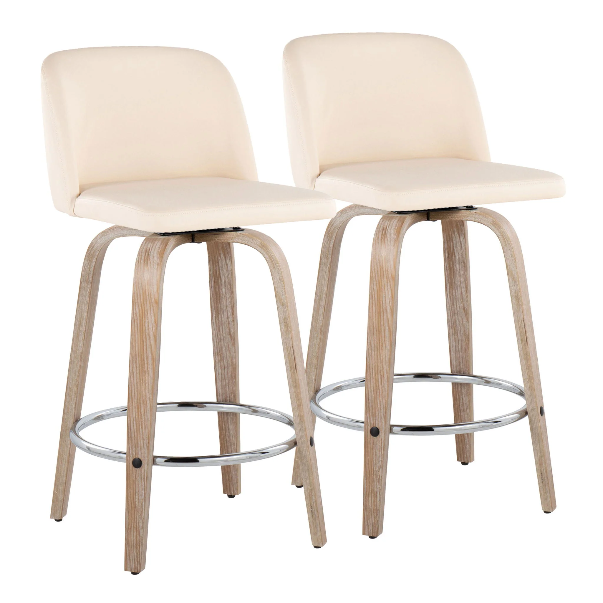 Toriano - Modern Design Fixed Height Counter Stool With Swivel With Round Footrest (Set of 2) - Image 2