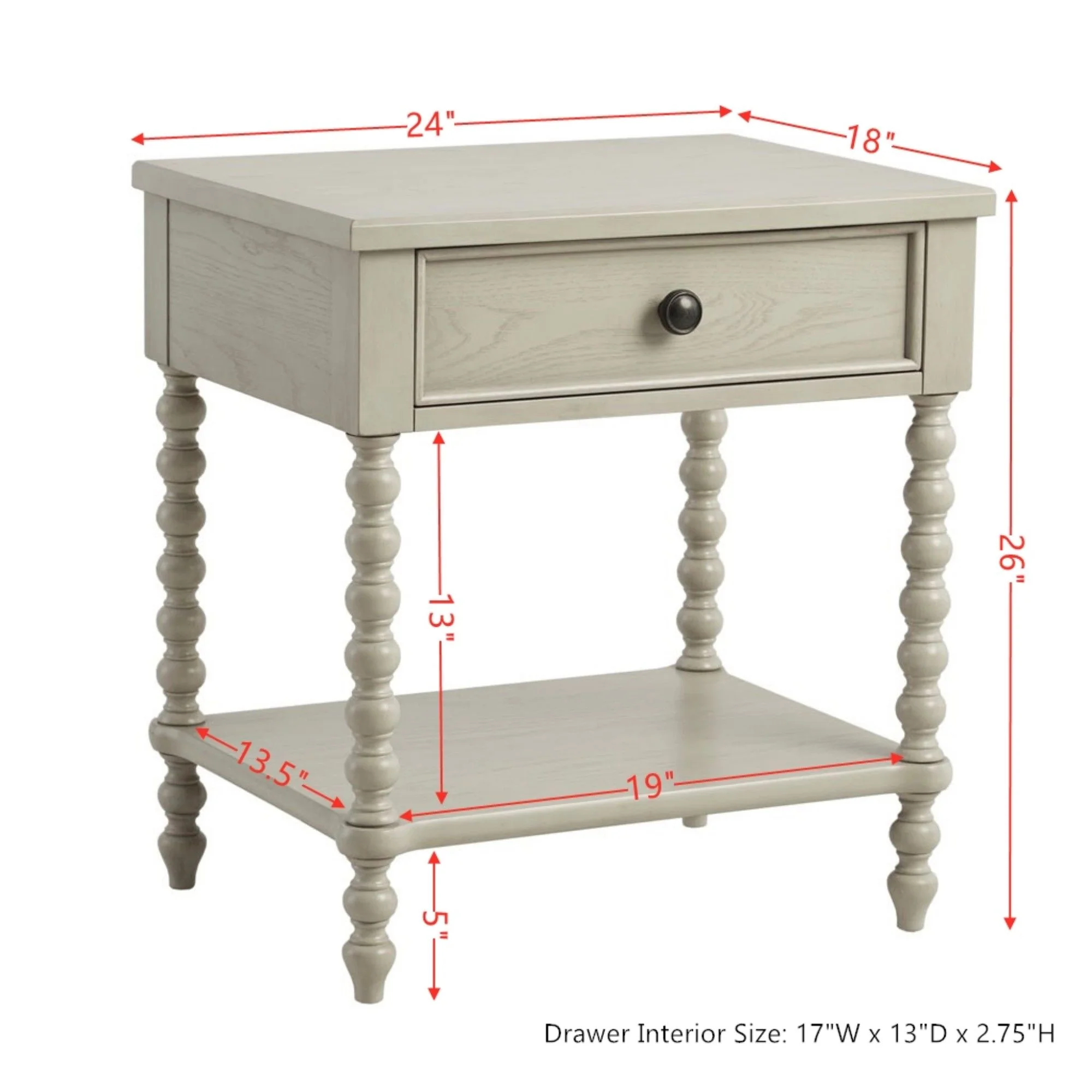 Traditional Durable Nightstand Table With Drawer And Shelf - Image 5